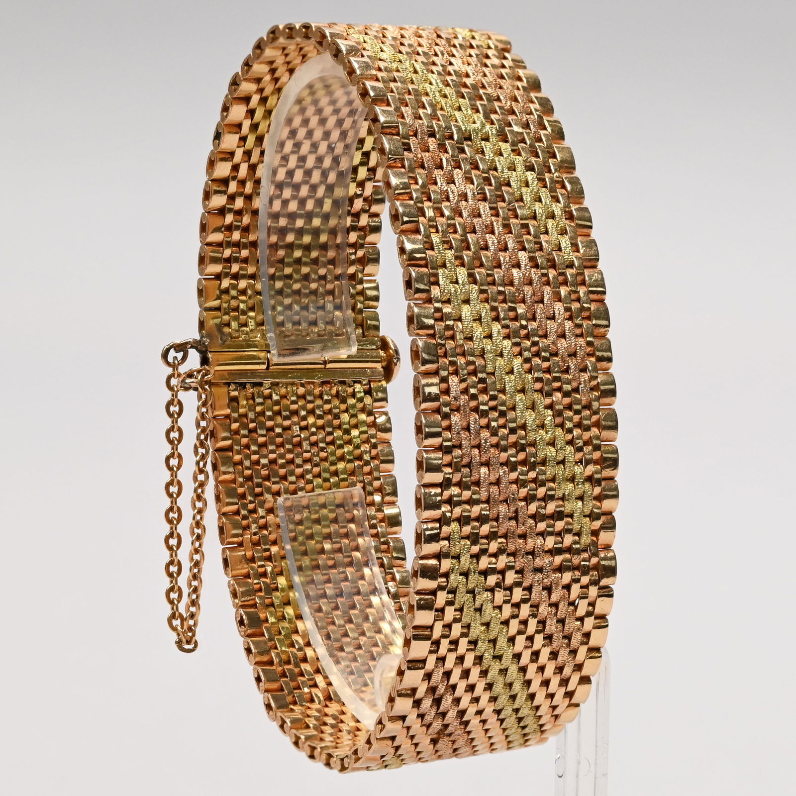 14k Yellow, White and Rose Gold Mesh Bracelet (1 of 3)