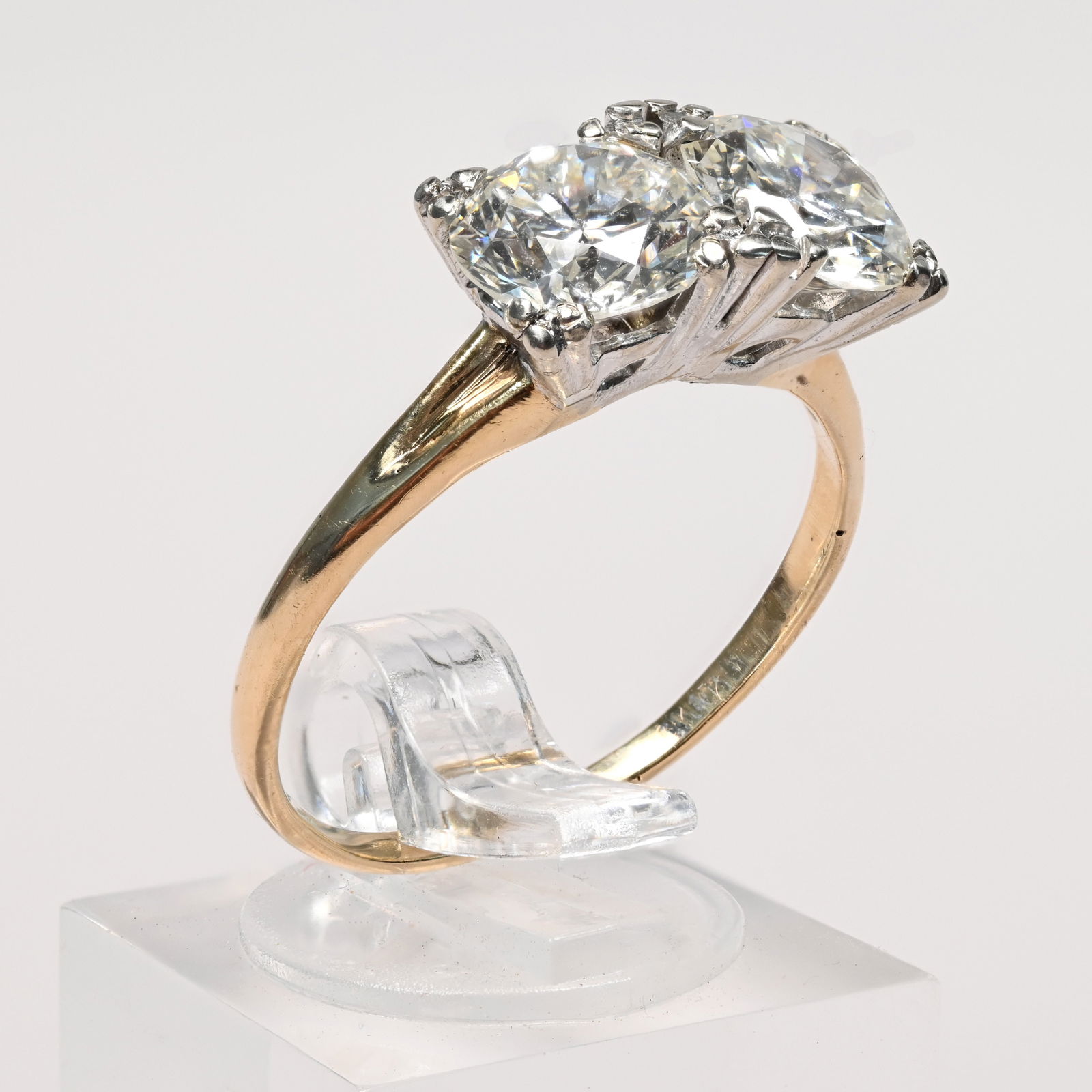 14k Gold Double Solitaire Diamond Ring