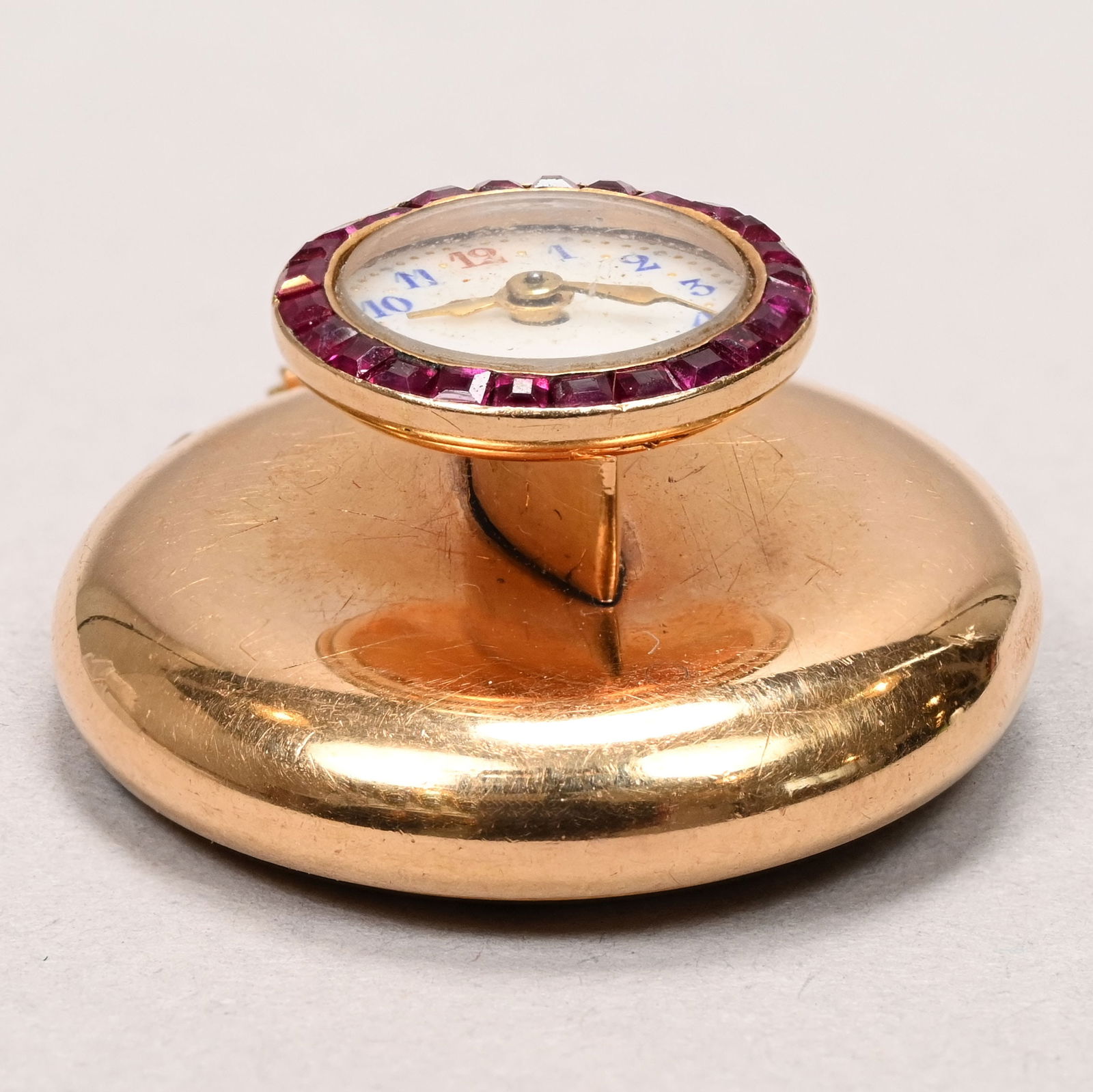 French 18k Gold and Ruby Lapel Button Hole Watch - 2