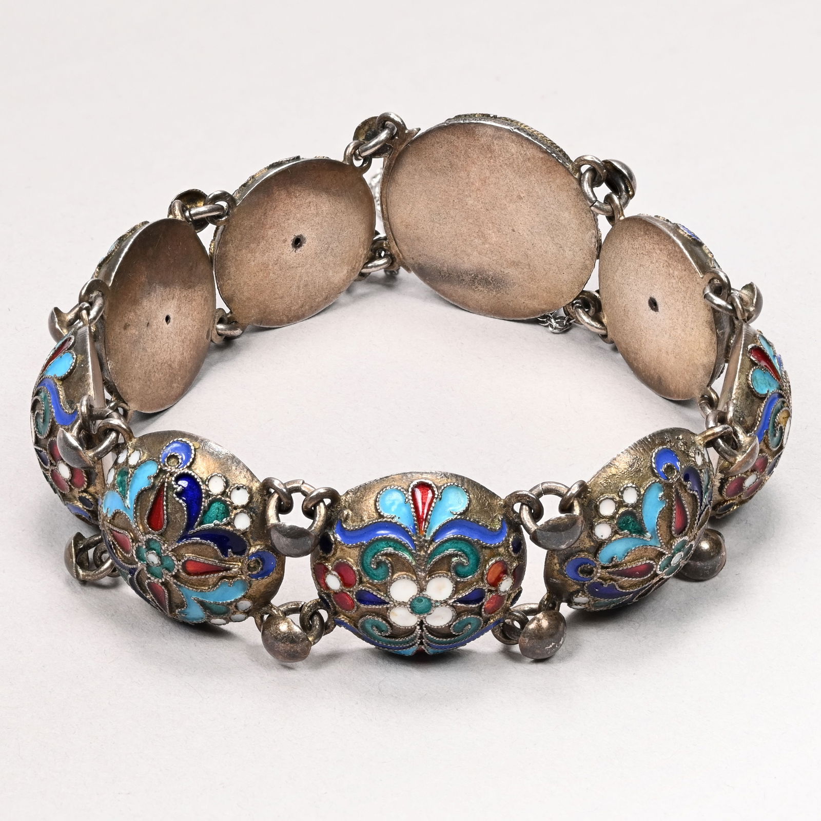 Russian Silver and Cloisonne Enamel Bracelet (1 of 4)