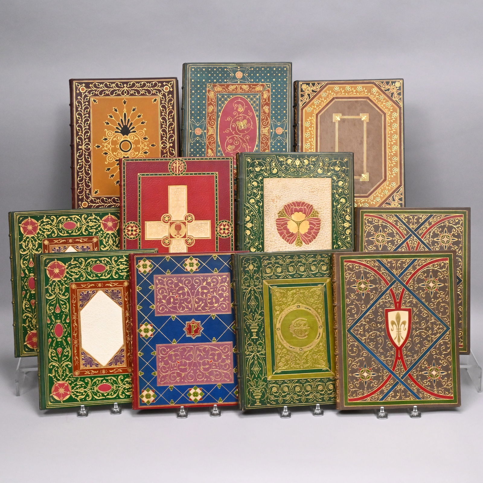 Set of Eleven Saint Dunstan Illuminated Volumes: Set of Eleven Saint Dunstan Illuminated Volumes, Specially Illuminated for Mrs. Charles P. Cheney. Oxford: The University Press for George D. Sproul, 1901-1902. Each volume printed on Italian