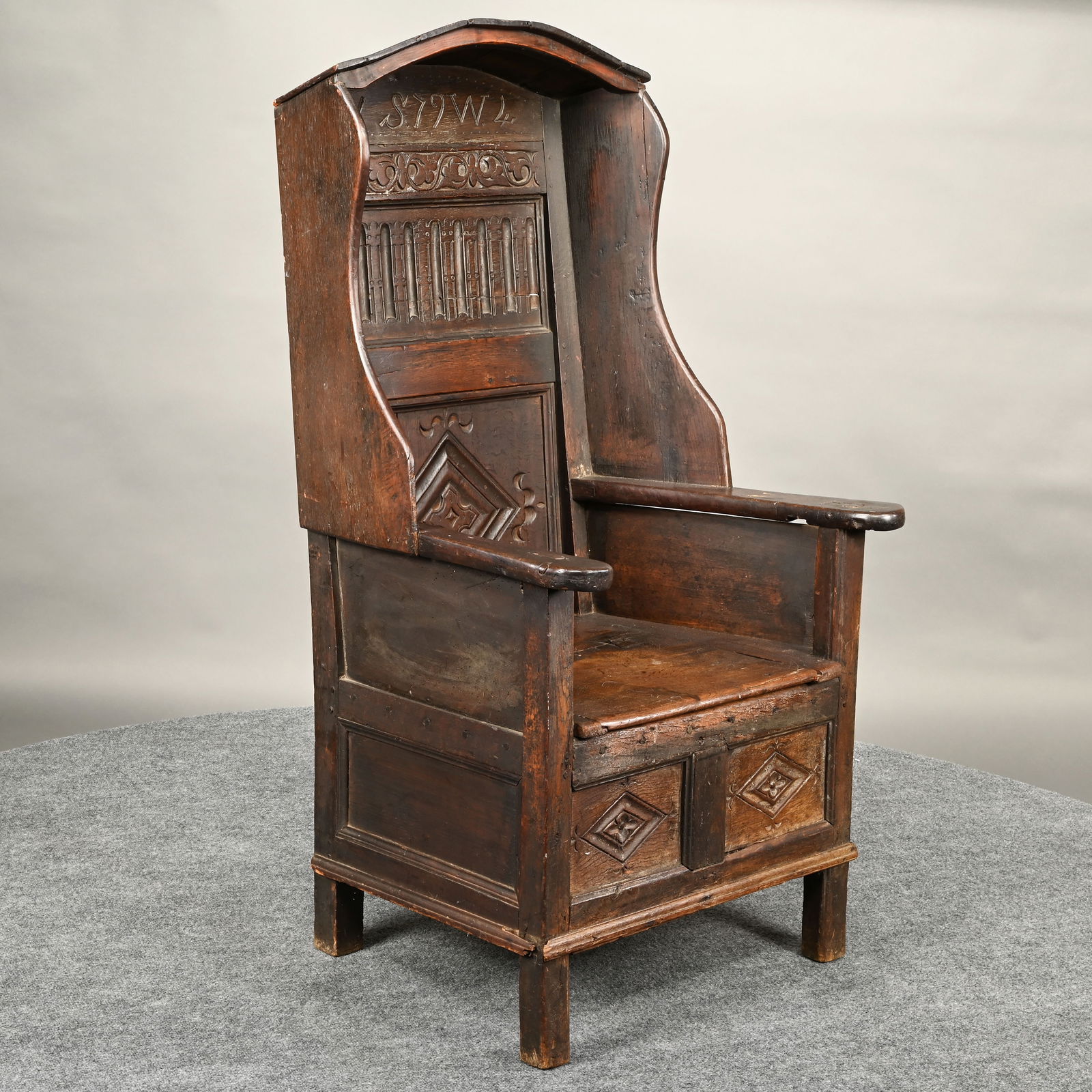 George III Carved Oak Lambing Chair (1 of 10)
