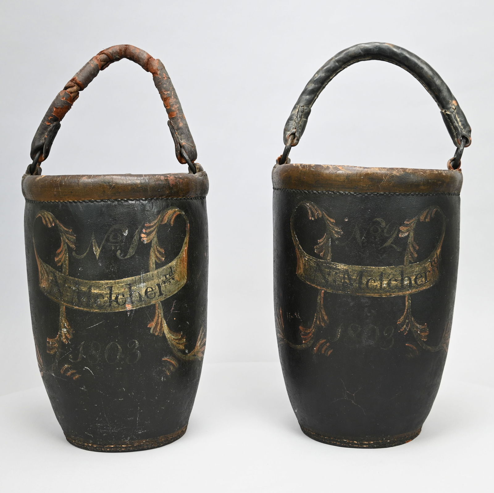 Pair Portsmouth, NH Melcher Family Fire Buckets (1 of 17)