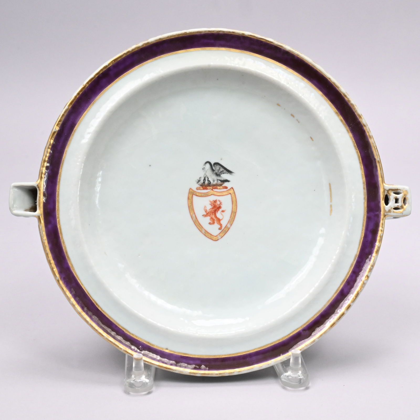 Chinese Export Porcelain Armorial Hot Water Dish (1 of 4)
