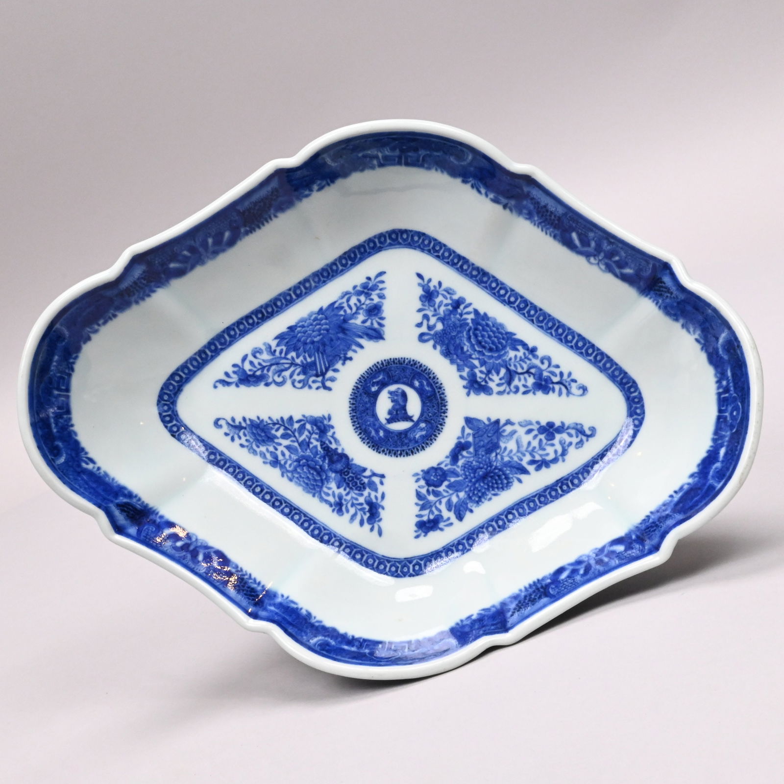 Pr Chinese Export Crested Blue Fitzhugh Compotes - 6