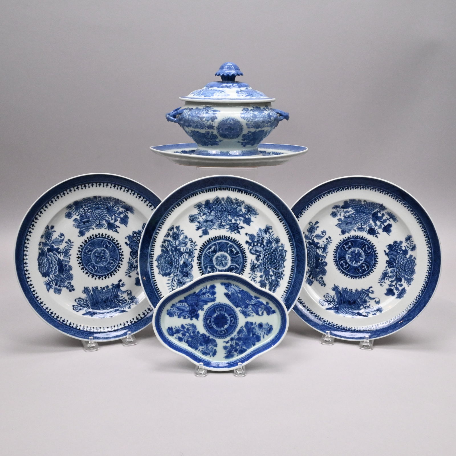 Grp Chinese Export Porcelain Blue Fitzhugh Wares (1 of 14)