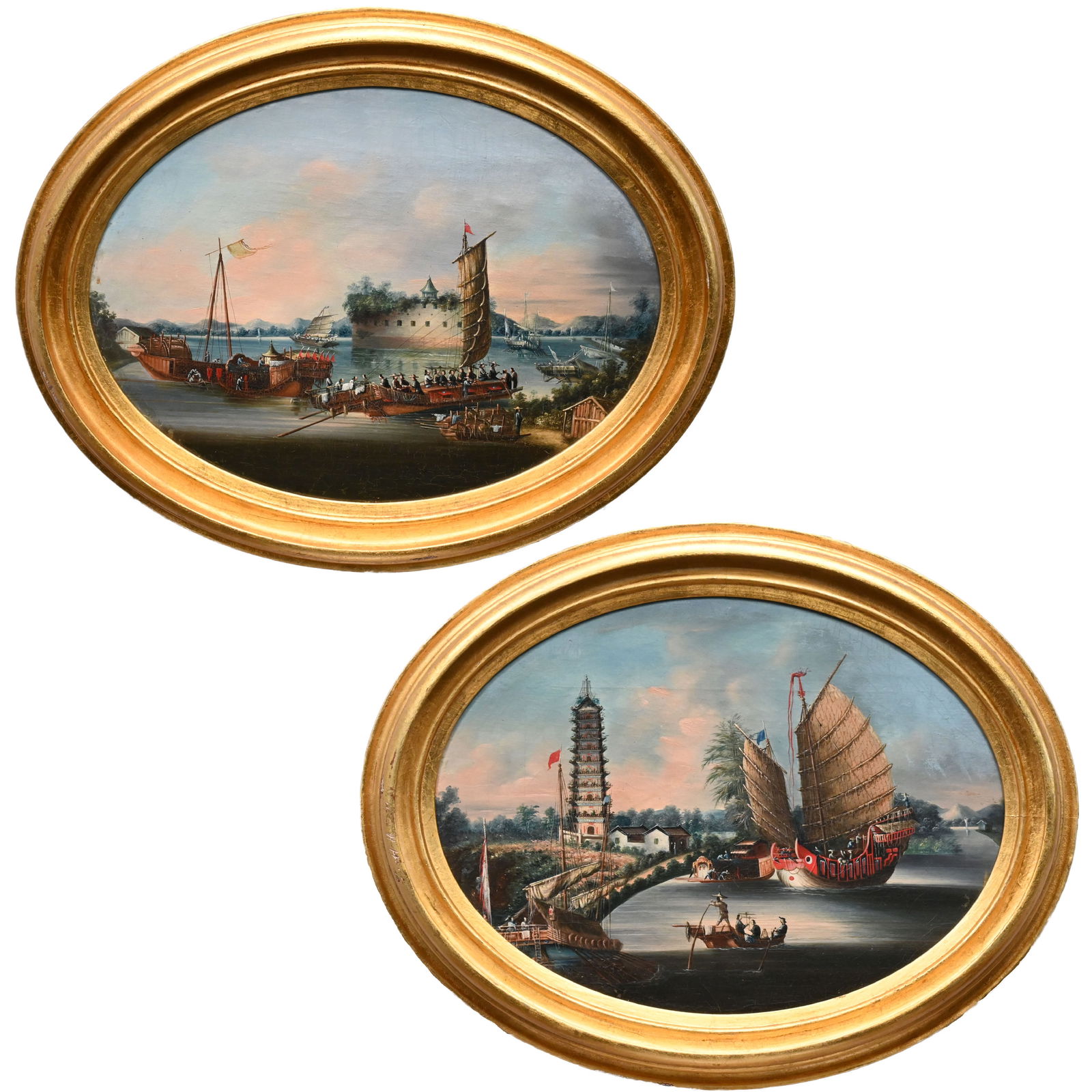 Yeuqua - Pair of Oval China Trade Views (1 of 11)