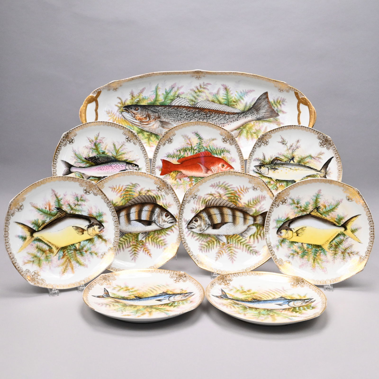Limoges Porcelain Fish Service, Oscar Gutherz (1 of 14)