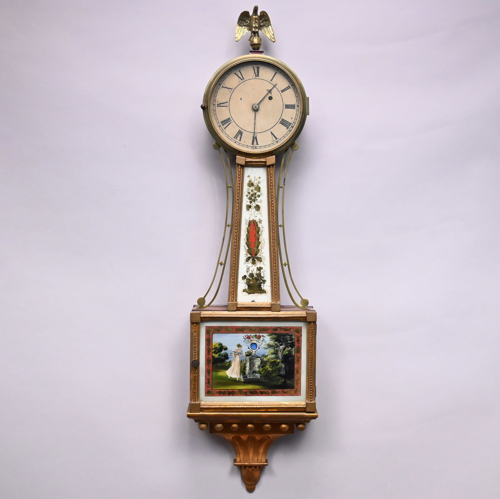 Federal Walnut, Parcel-Gilt & Eglomise Banjo Clock (1 of 8)