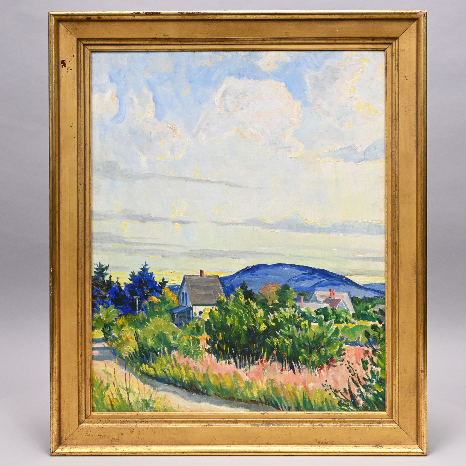 Elmer Hader- "Early Morning" (Goose Cove, Maine): Elmer Hader (American, 1889 - 1973). "Early Morning" Goose Cove, Maine. Oil on board, signed on reverse "Elmer Hader/Nyack, N.Y.", ( 20 x 16 inches), also inscribed on reverse in pencil, "#27 Early