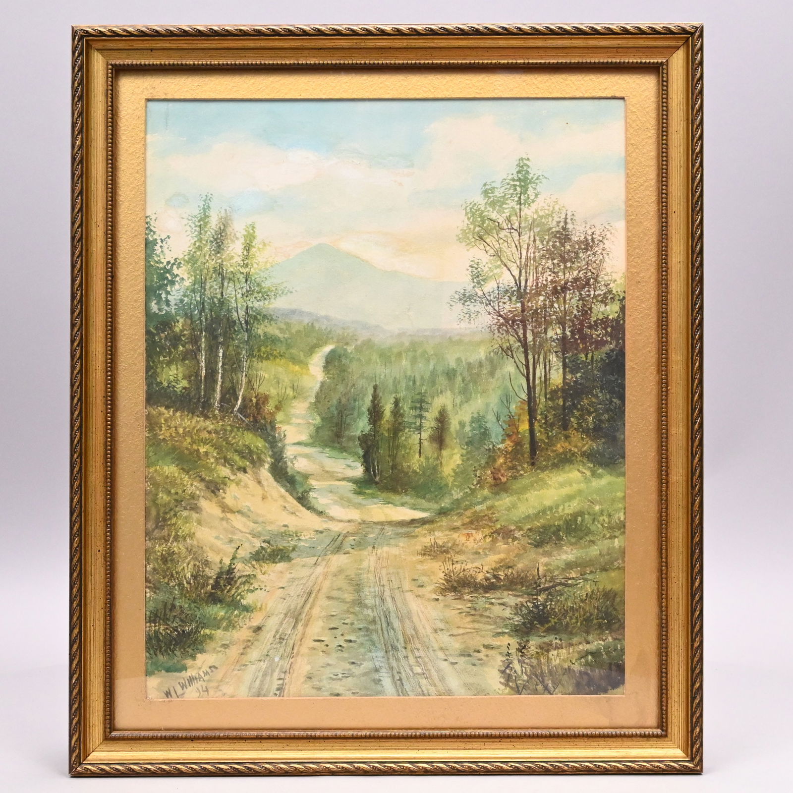 William L. Williams - View of Mount Monadnock: William L. Williams (American, d. 1917). View of Mount Monadnock. Watercolor on paper, signed and dated "W. L. Williams/ '94" lower left, (15 x 11.75 inches).Frame: H: 18.5 in., W: 15.5 in., D: 1 in.