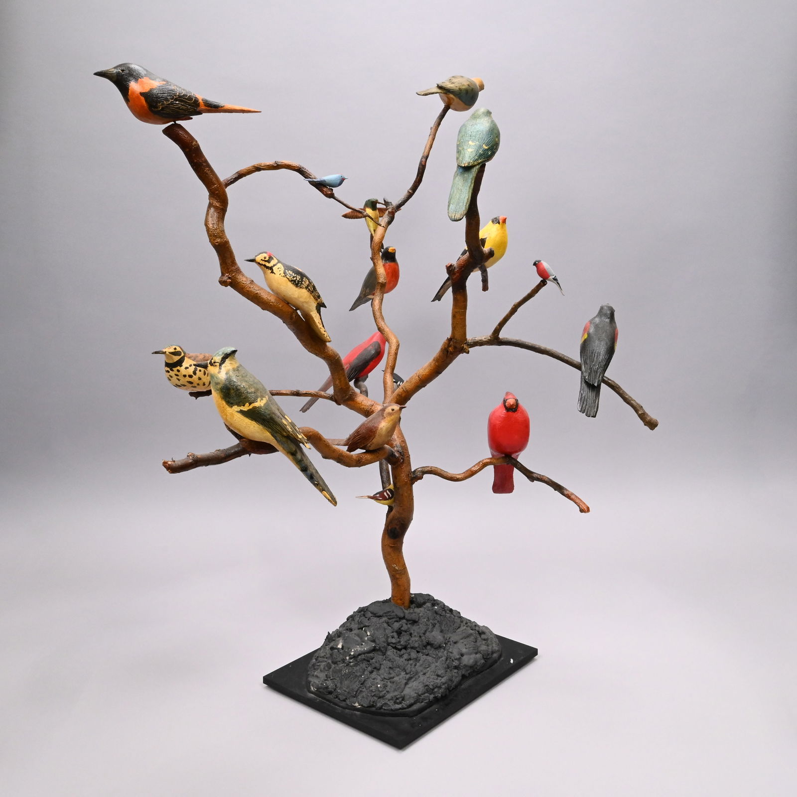 Folk Art Carved & PaintedBird Tree,Keith T. Collis (1 of 10)