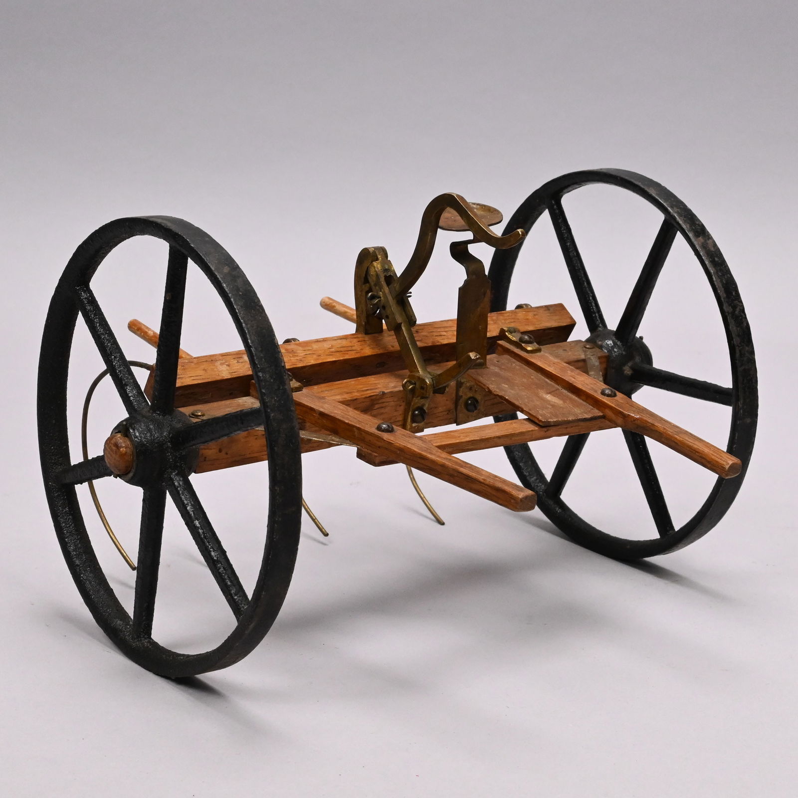 Saleman's Sample Cast-Iron and Oak Dump Rake - 2