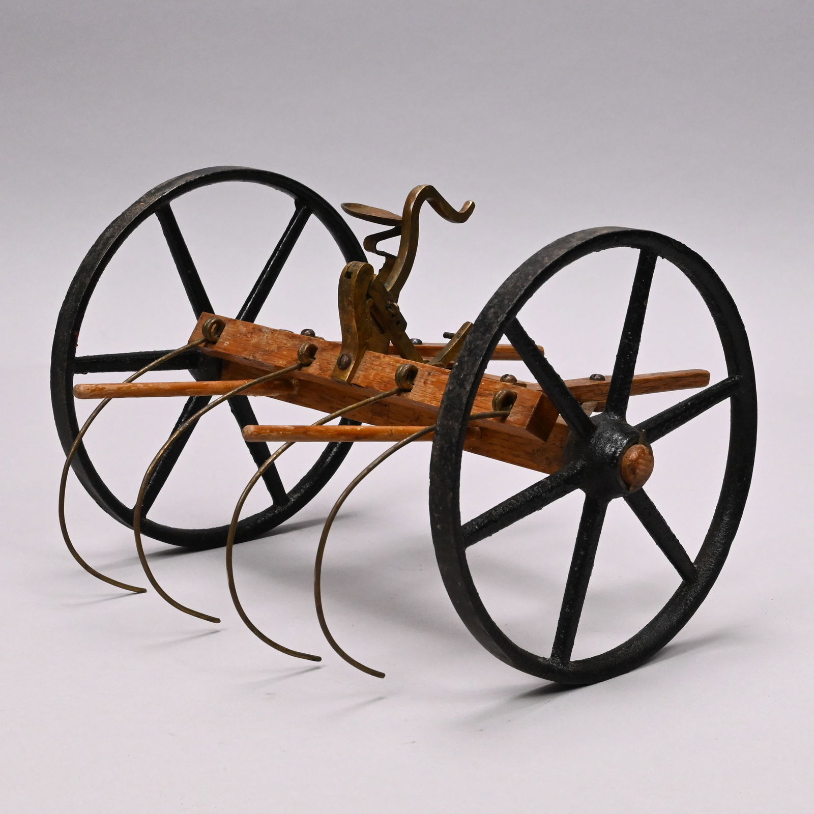 Saleman's Sample Cast-Iron and Oak Dump Rake - 5