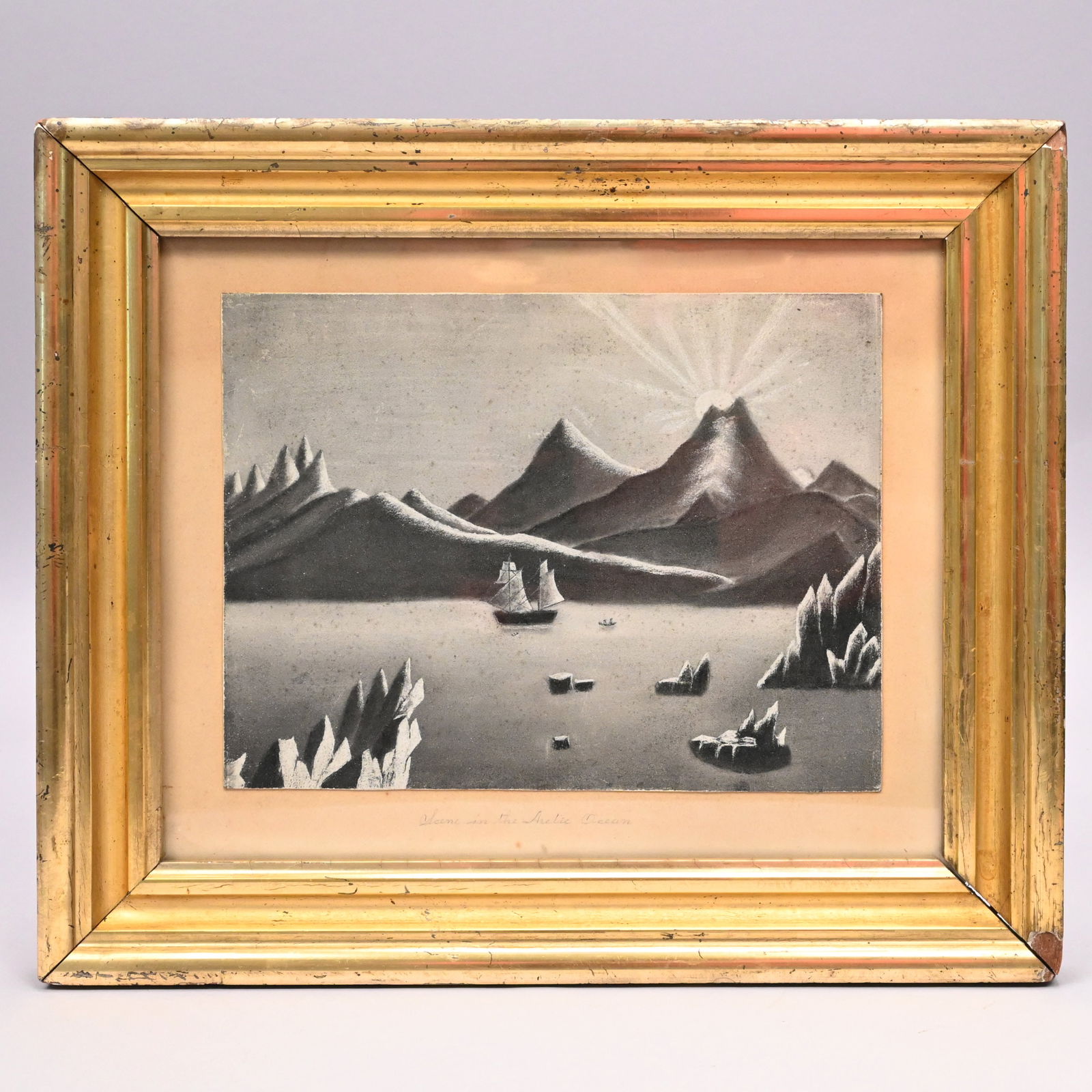 Sandpaper Drawing "Scene in the Arctic Ocean" (1 of 3)