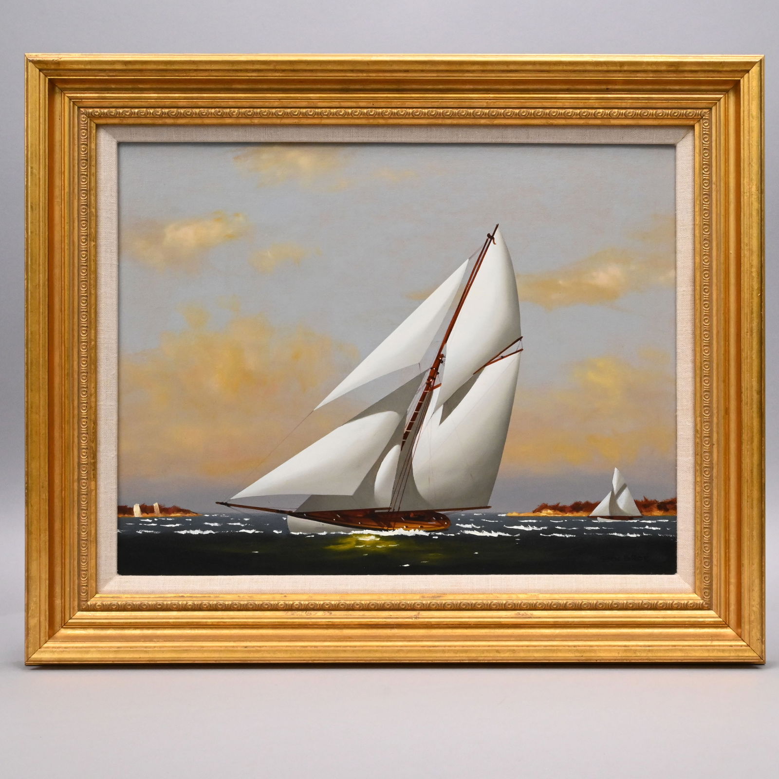 Vernon Broe - Under Sail: Vernon Broe (American, 1930 - 2011). Under Sail. Oil on board, signed "Vern Broe" lower right, (14 x 18 inches).Frame: H: 18.75 in., W: 22.75 in., D: 1.5 in.