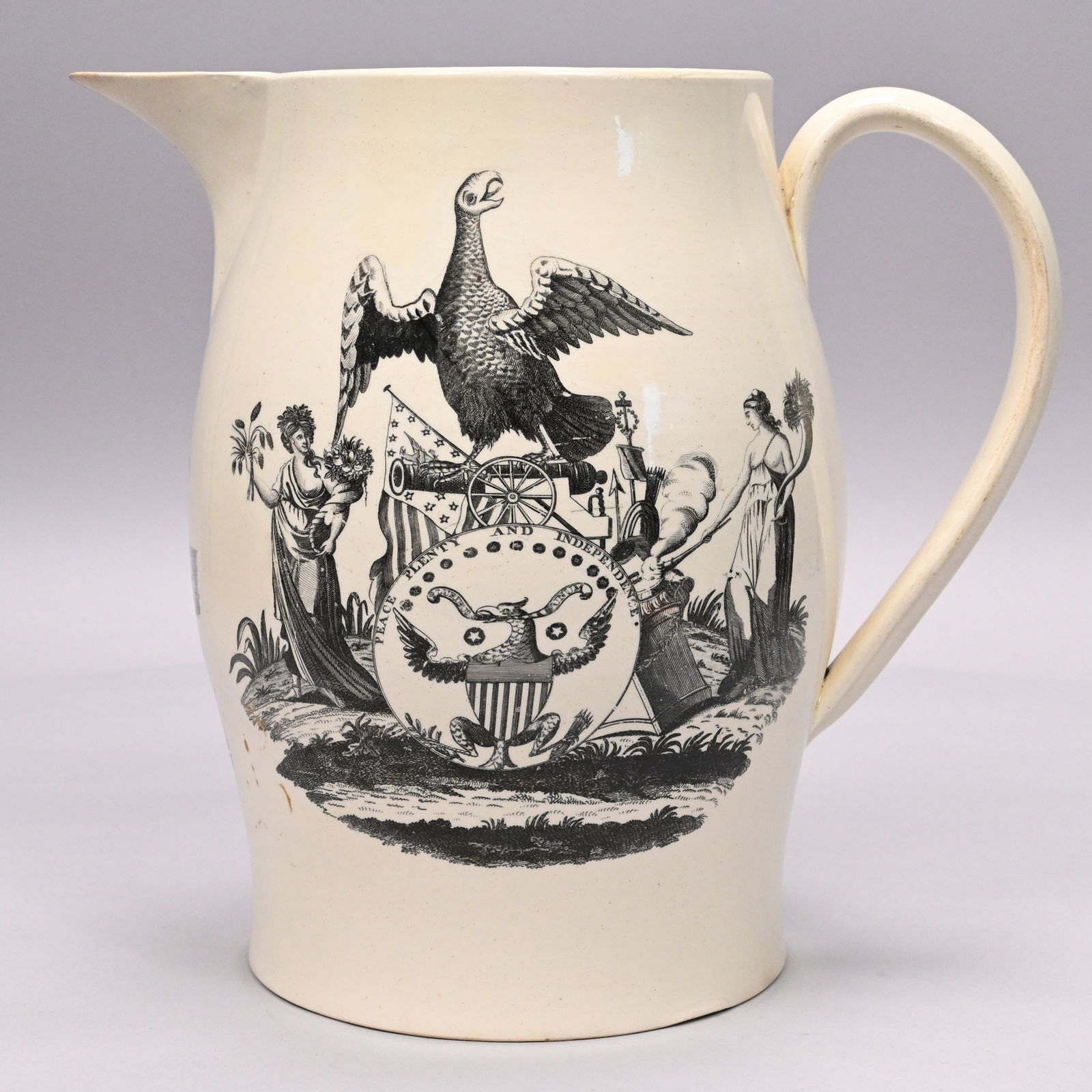 English Creamware Black Transfer-Printed Jug (1 of 7)