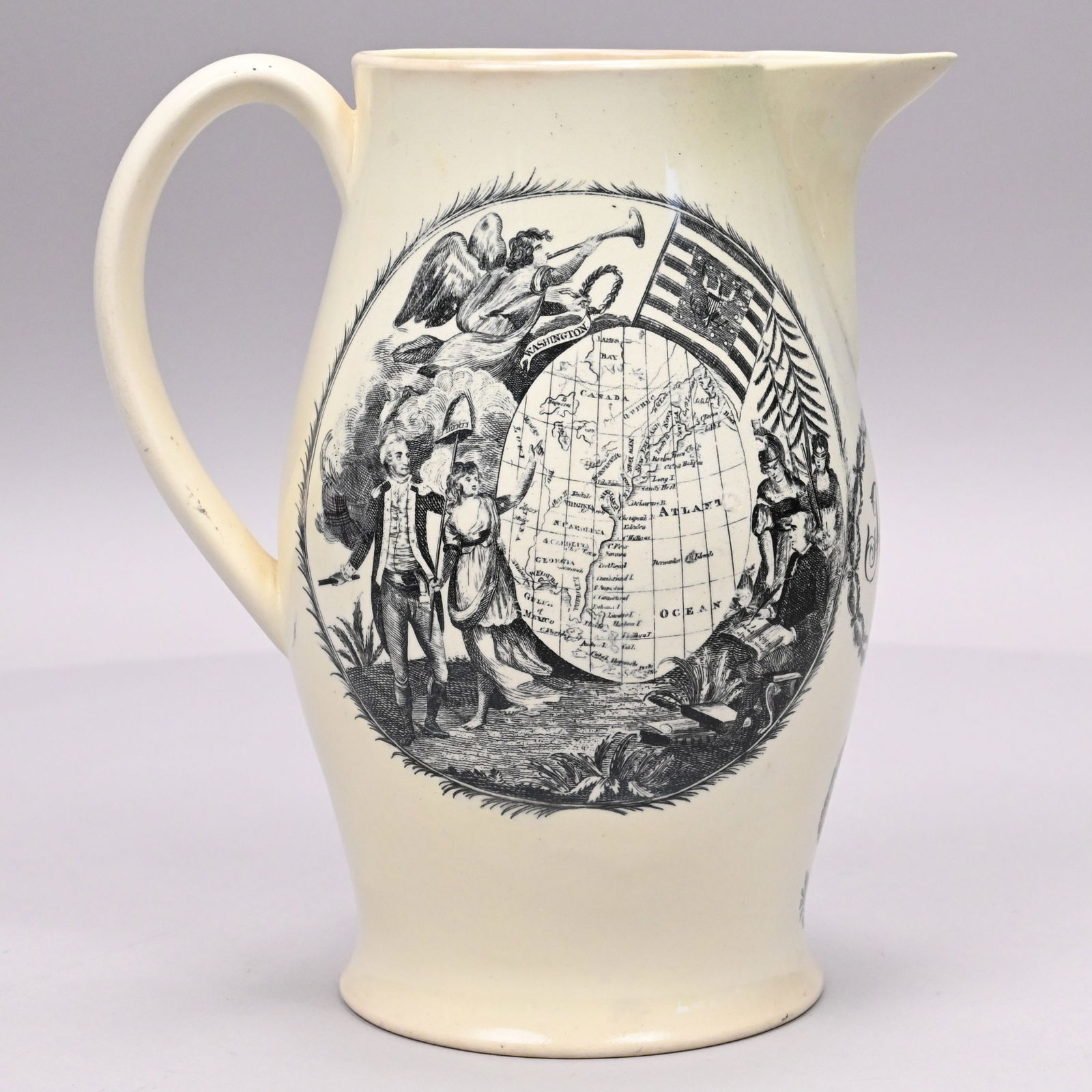 English Creamware Black Transfer-Printed Jug (1 of 7)