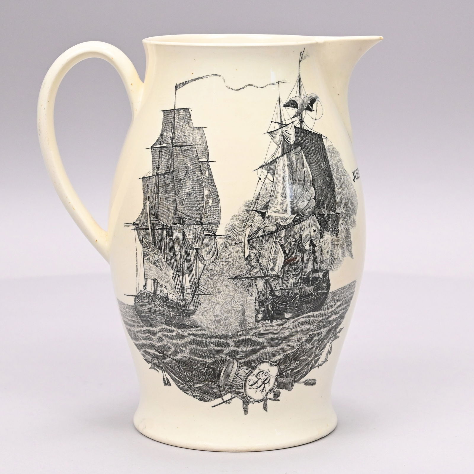 English Creamware Black Transfer-Printed Jug (1 of 7)