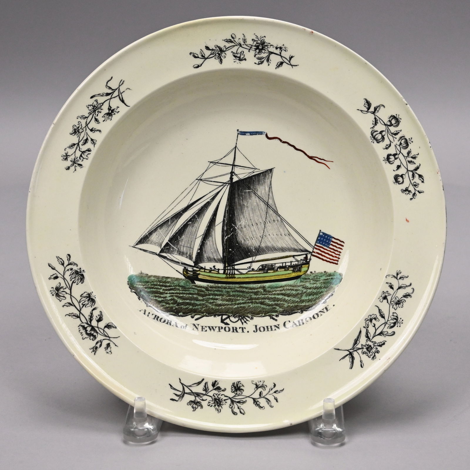 Four English Creamware Transfer-Printed Plates - 9