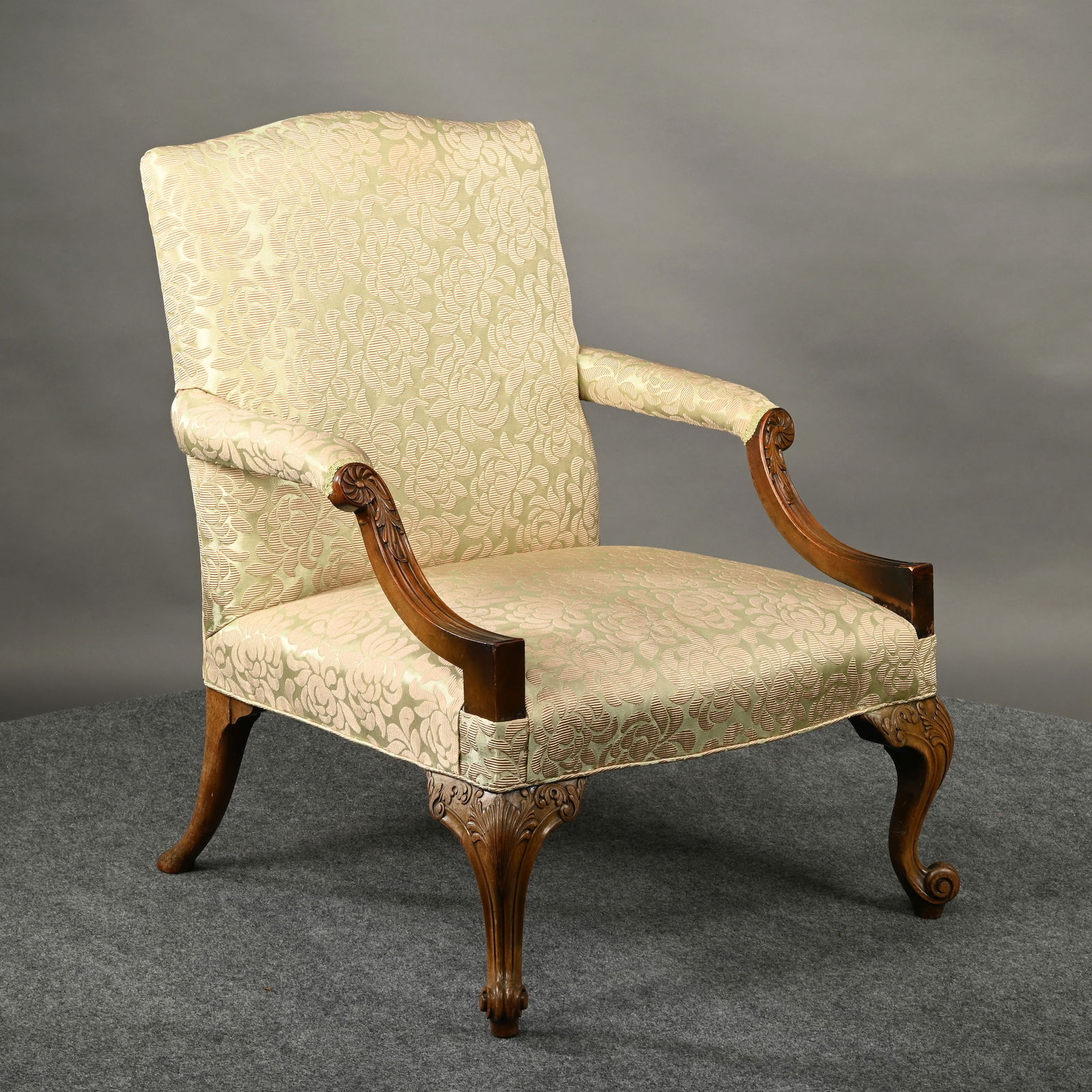 George II Style Carved Mahogany Library Armchair (1 of 11)