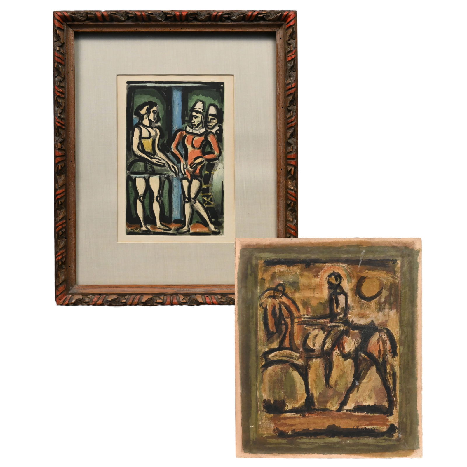 Georges Rouault - Two Works: Georges-Henri Rouault (French, 1871-1958). Two Works. "Cirque de l'etoile filante" (Circus of the Shooting Star): "Parade." Frontispiece, 1934/1938. Aquatint in colors, dated and signed with the