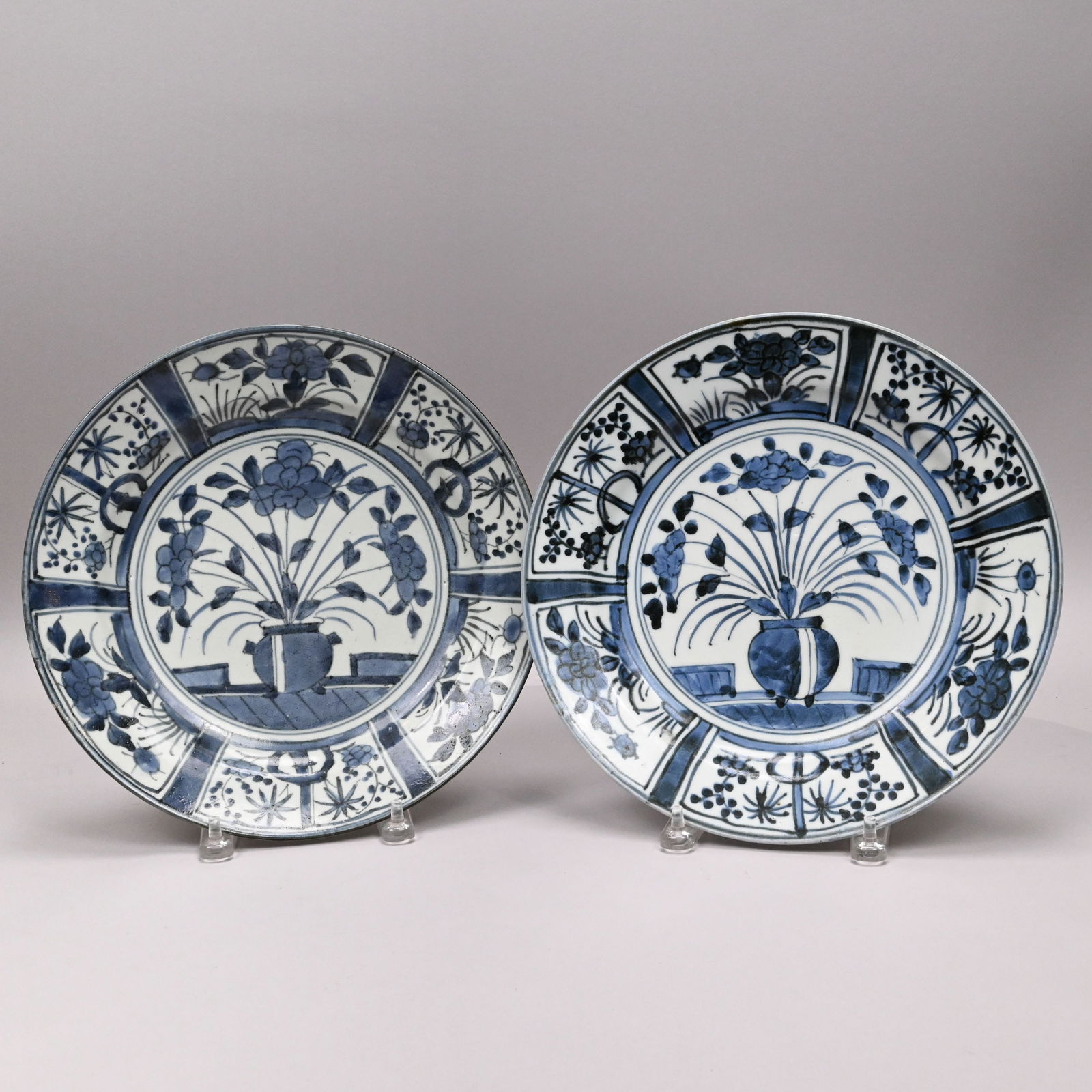 Pair Japanese Arita 'Kraak Style' Porcelain Dishes (1 of 6)