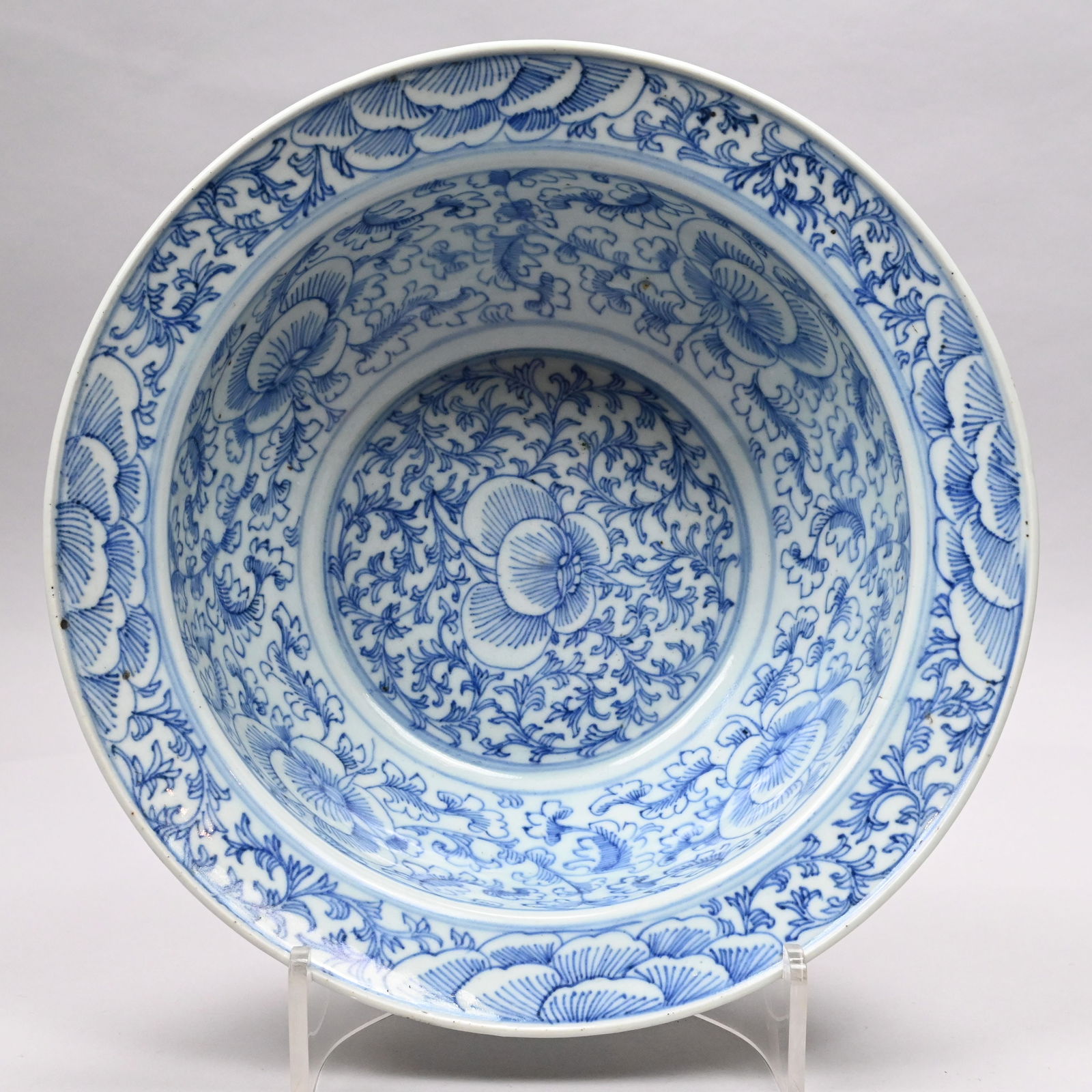 Chinese Export Porcelain Peony Scroll Basin (1 of 6)