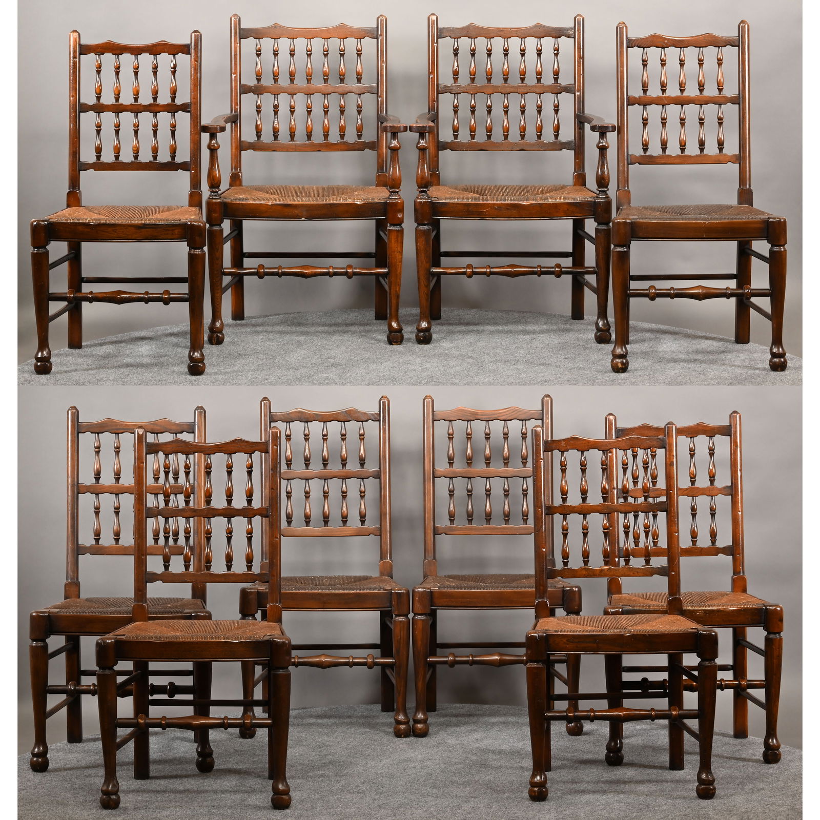 Set of Ten Yorkshire Style Oak Dining Chairs (1 of 14)