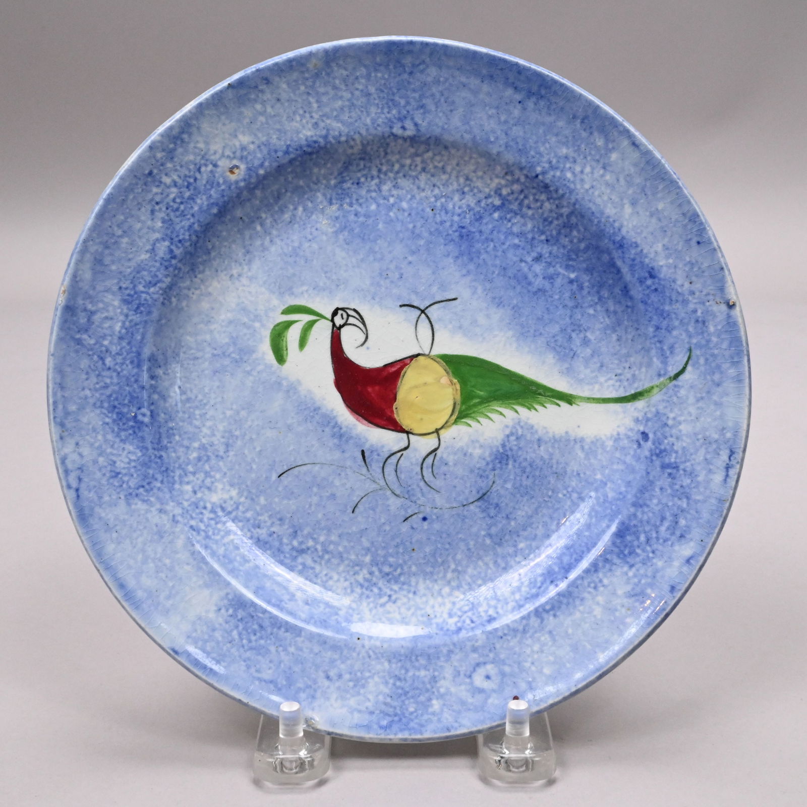 Eight British Spatterware 'Peafowl' Plates - 15