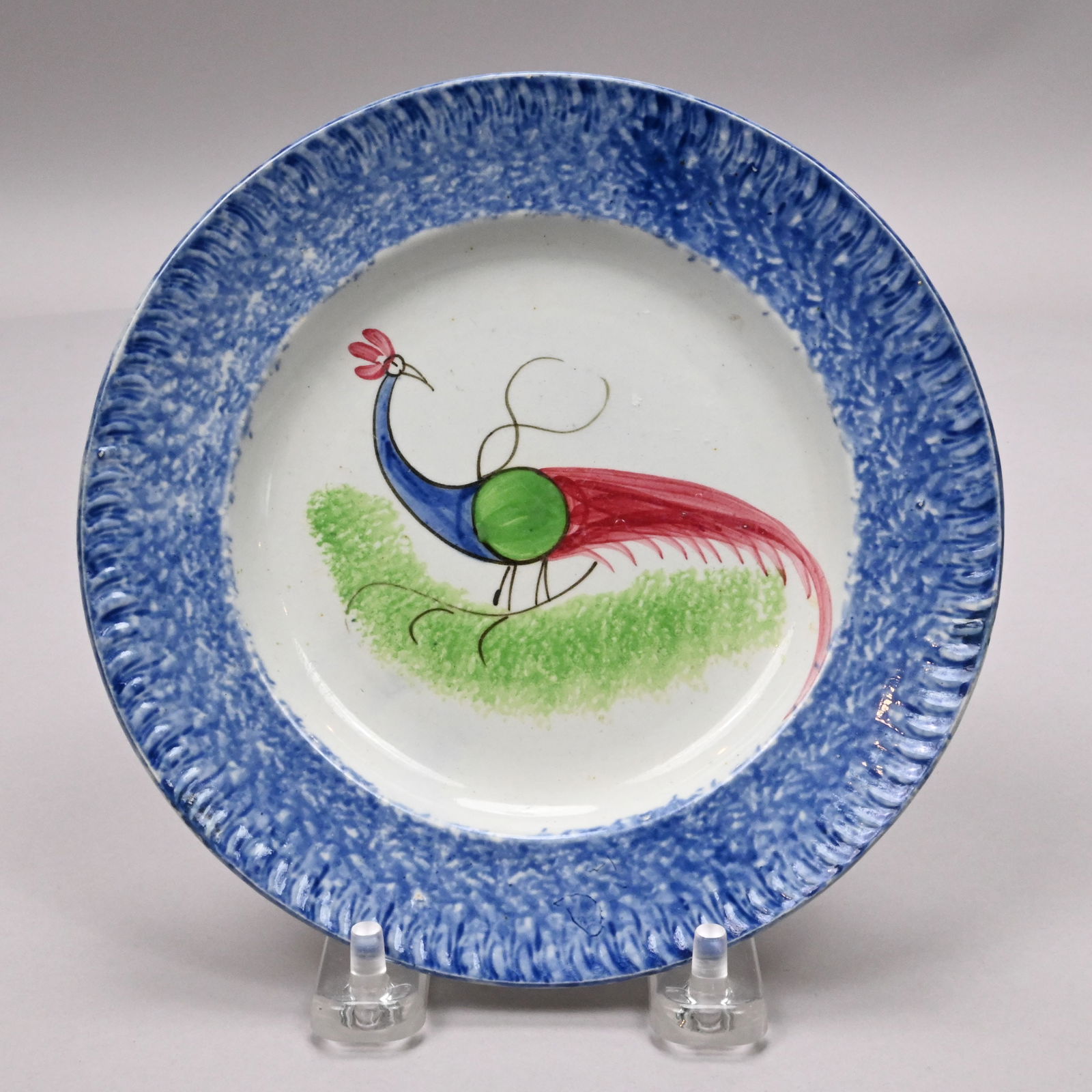 Eight British Spatterware 'Peafowl' Plates - 17