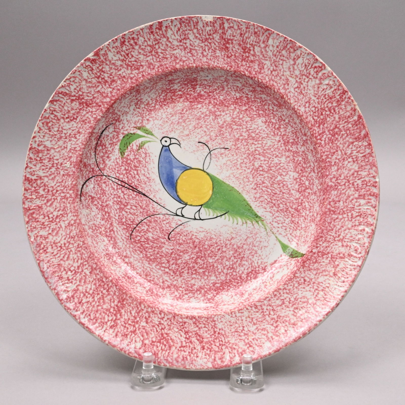 Eight British Spatterware 'Peafowl' Plates - 4