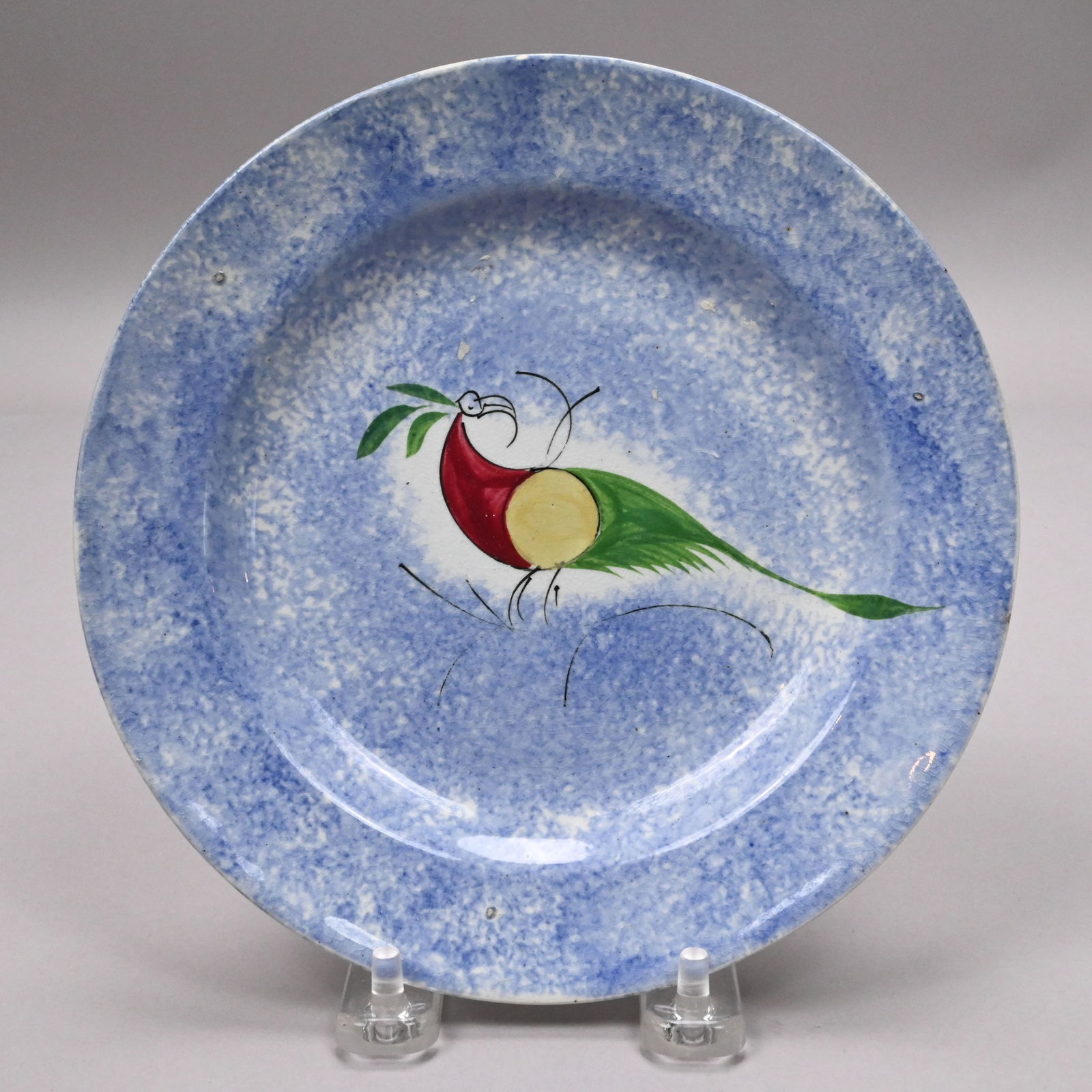 Eight British Spatterware 'Peafowl' Plates - 9