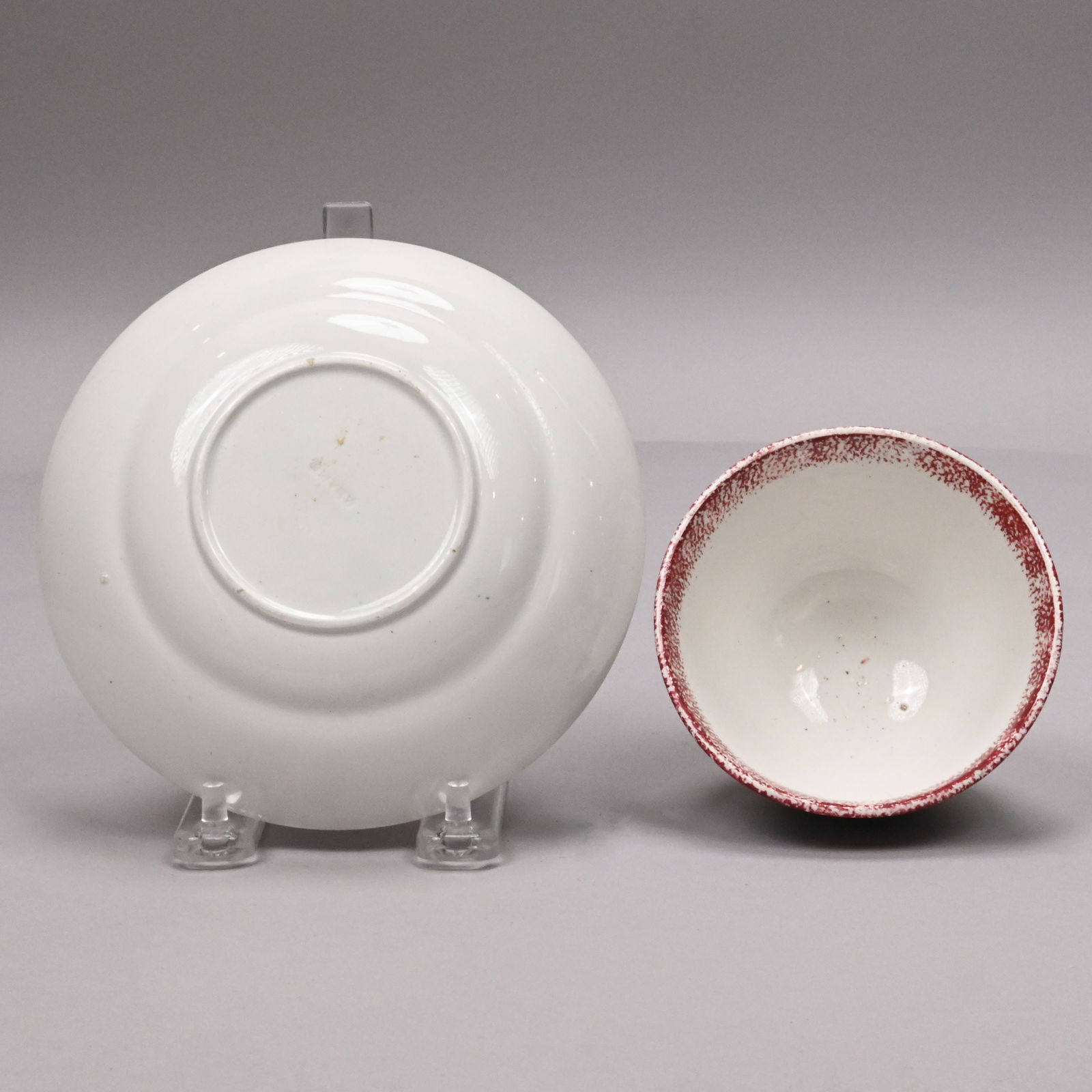 Five British Spatterware Handleless Cups & Saucers - 11