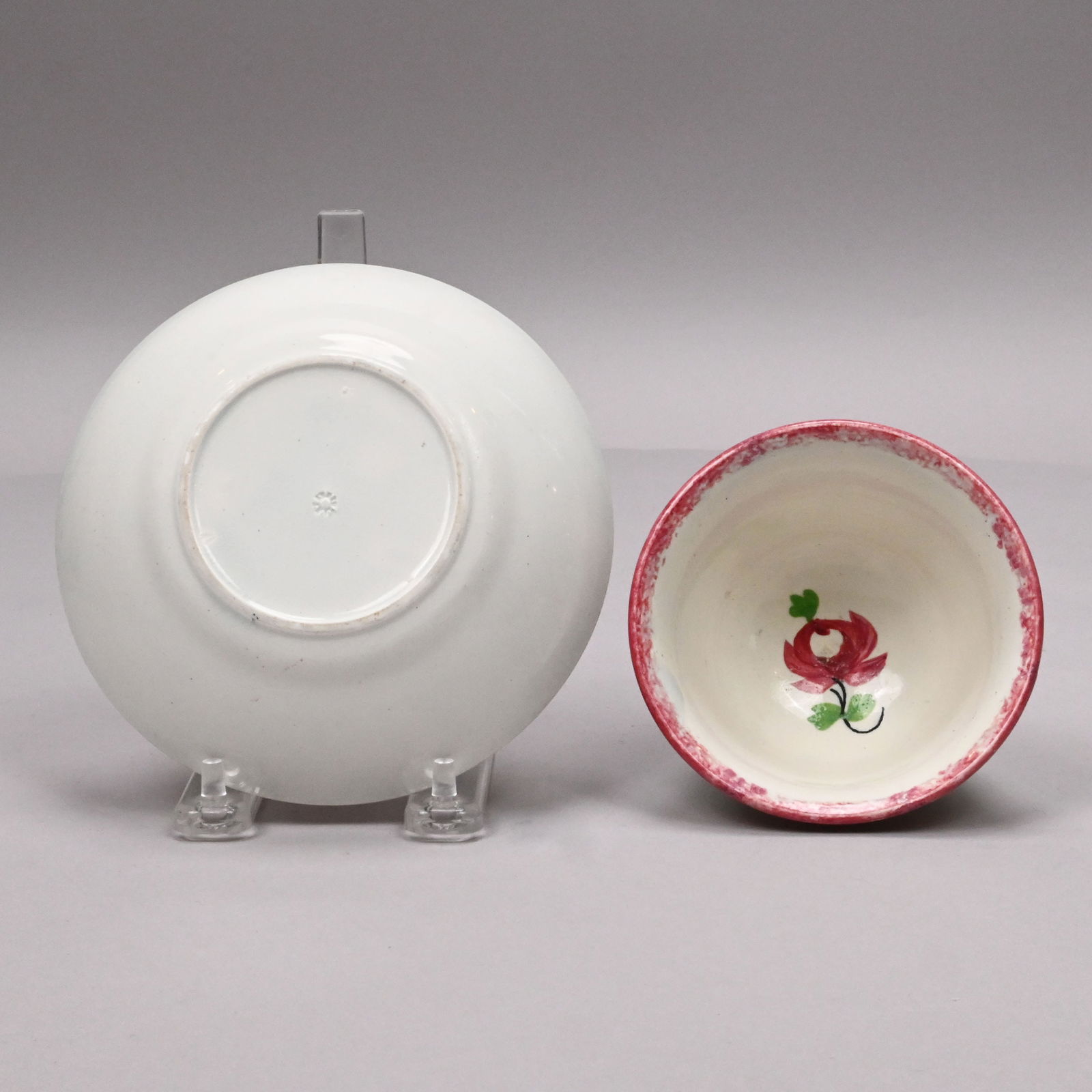 Five British Spatterware Handleless Cups & Saucers - 3