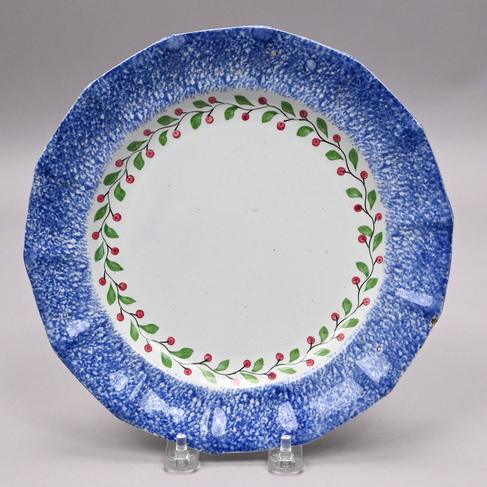 Two English Spatterware and Painted Plates - 2