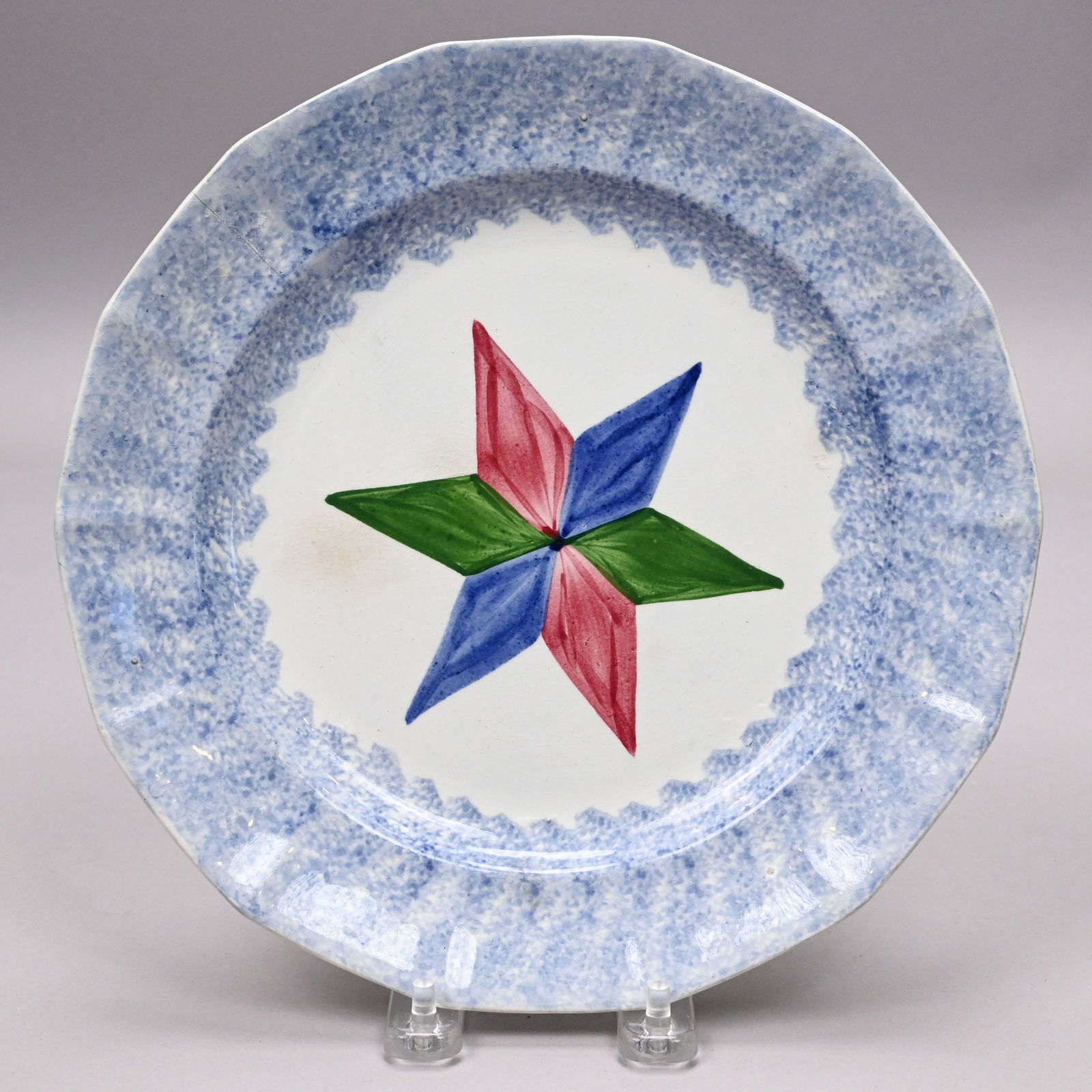 Two English Spatterware and Painted Plates - 5