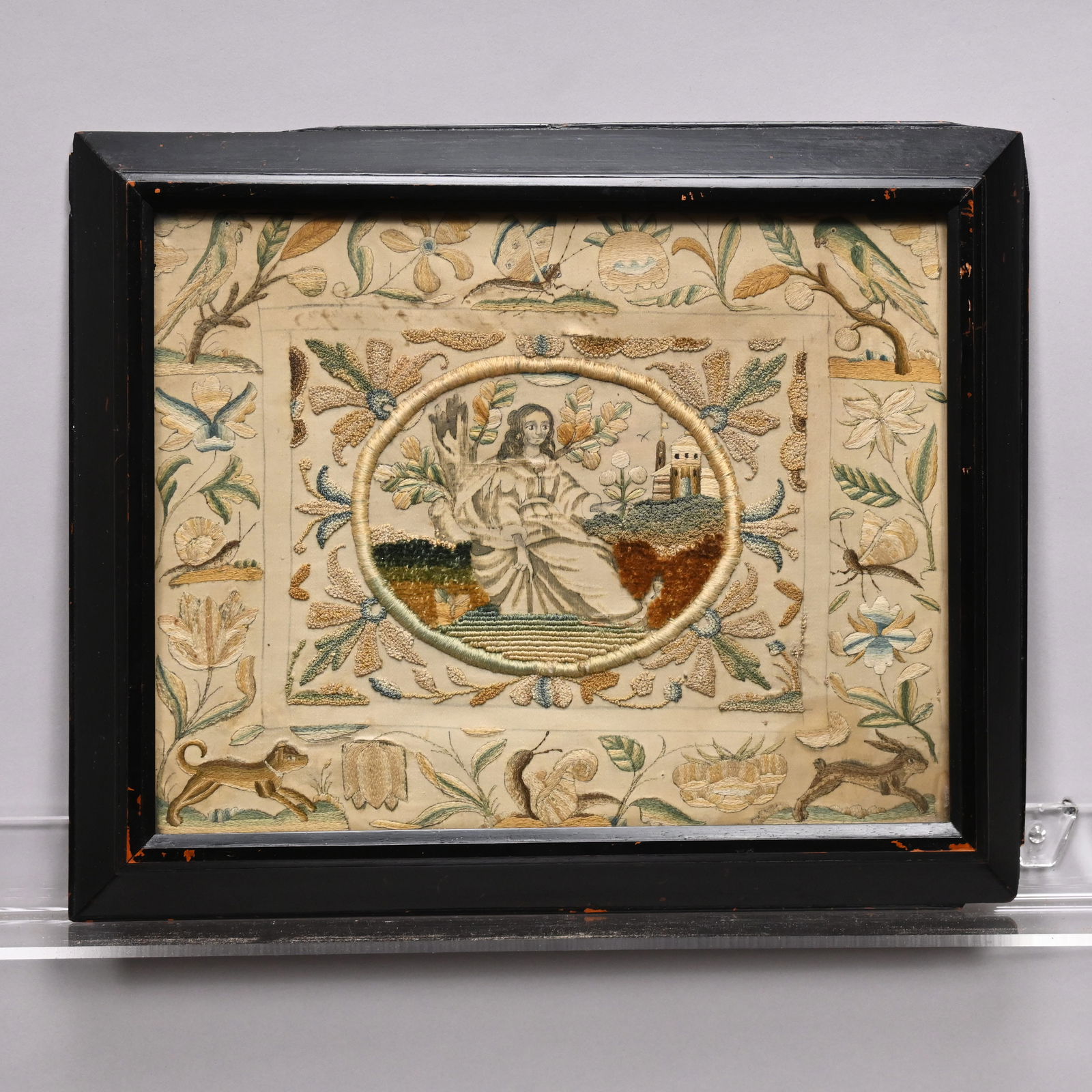 English Wool, Silk Raised Work & Embroided Picture (1 of 7)