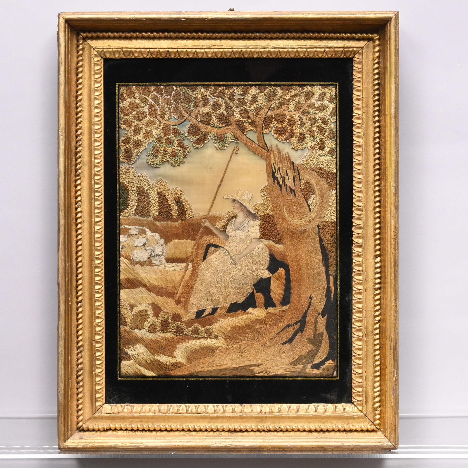 English Silk Embroidery, Watercolor & Ink Picture (1 of 3)