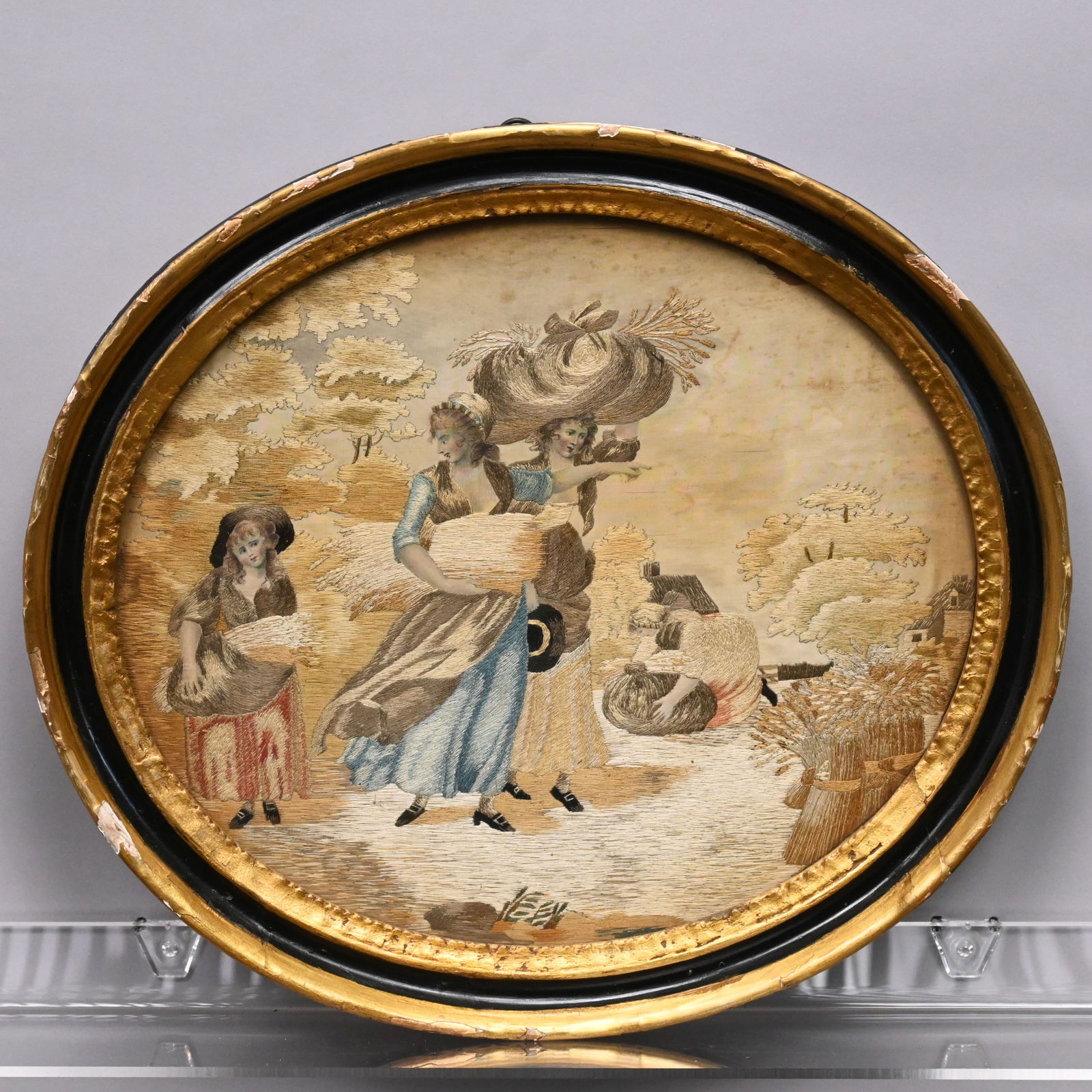 English Silk Embroidery, Watercolor & Ink Picture (1 of 3)