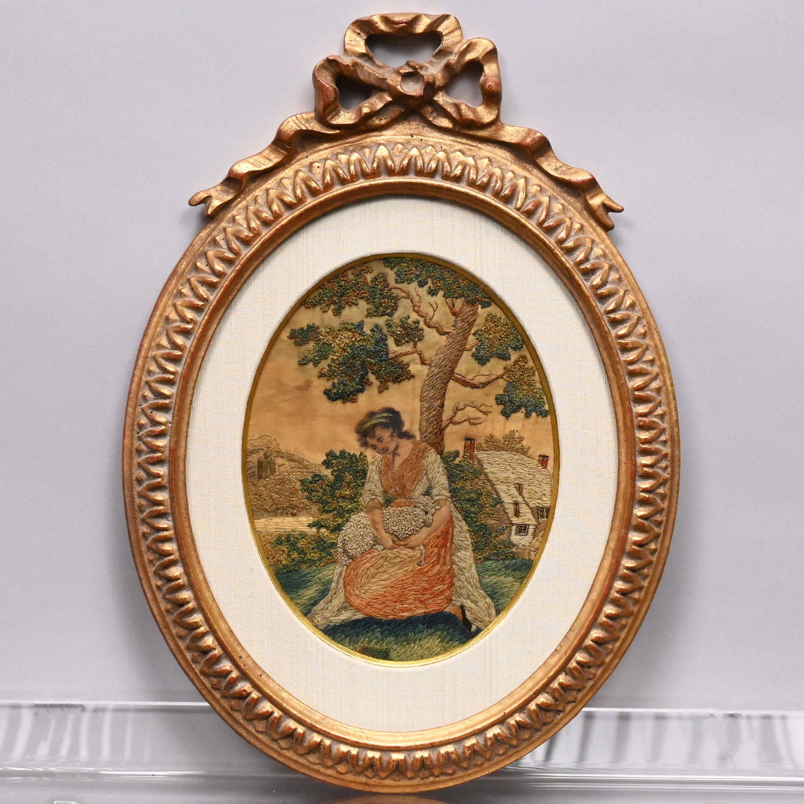 English Silk Embroidery, Watercolor & Ink Picture (1 of 3)