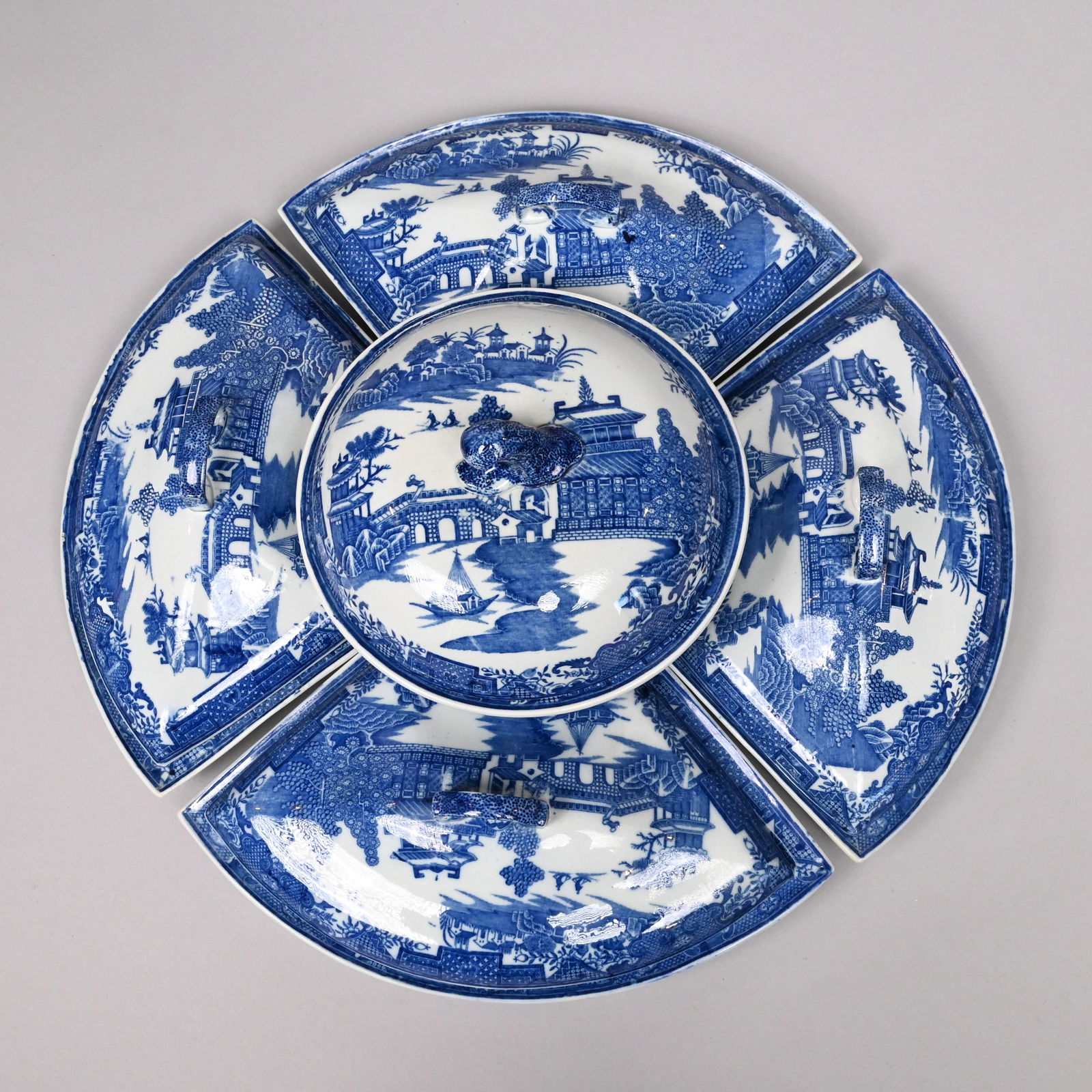 English Pearlware Chinoiserie Supper Set - 2