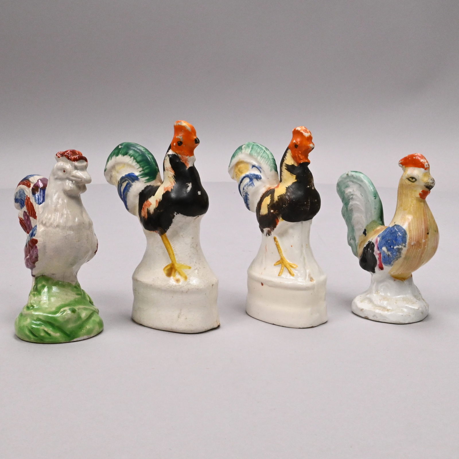 Four Staffordshire Pottery Figures of Roosters (1 of 11)