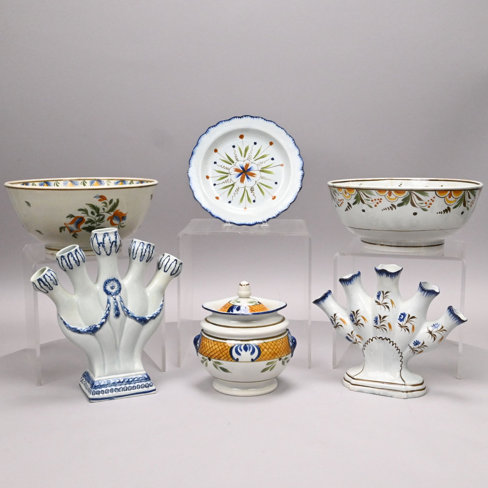Six English Pearlware Pratt Ware Articles (1 of 20)