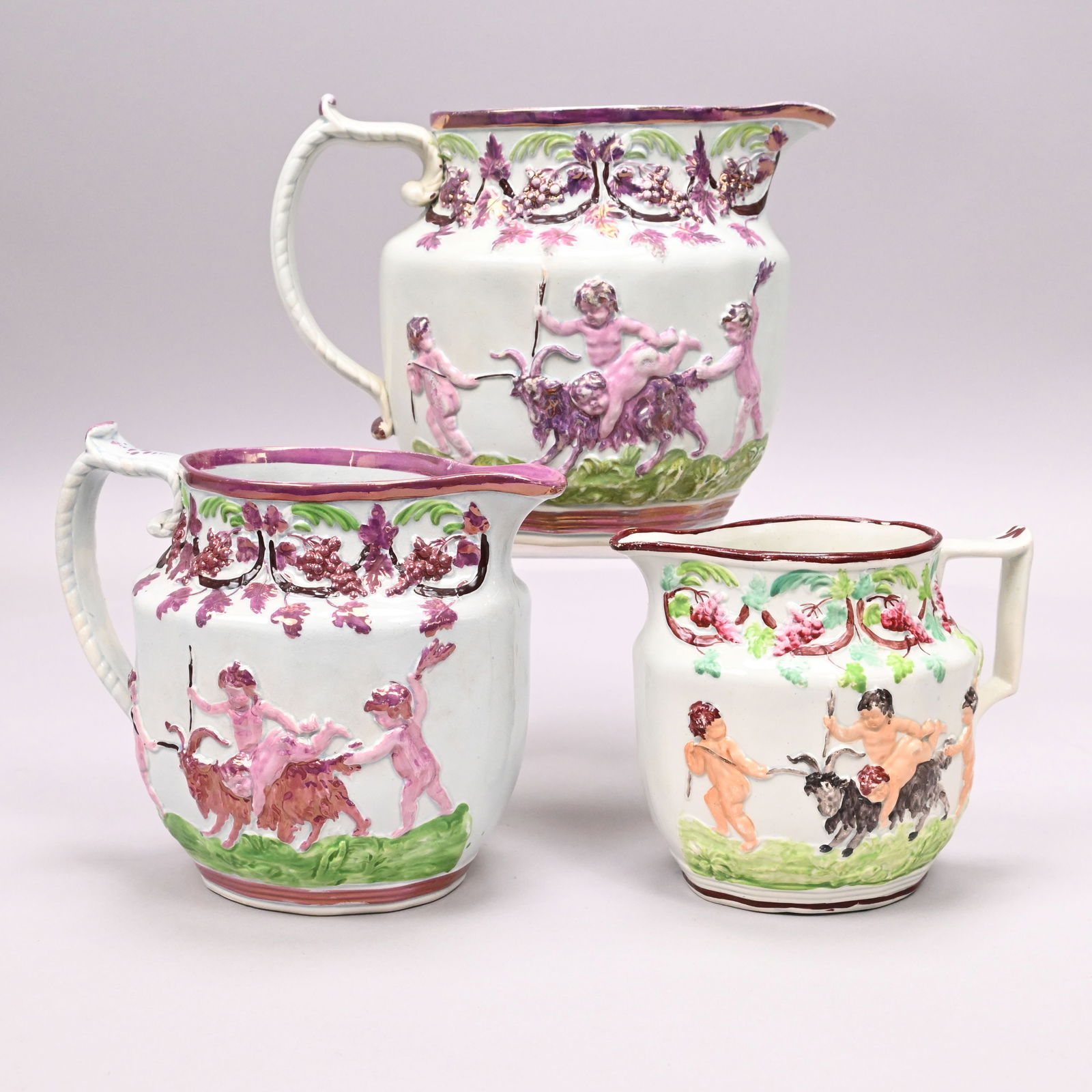 Three English Pearlware & Pink Lustre Jugs (1 of 19)