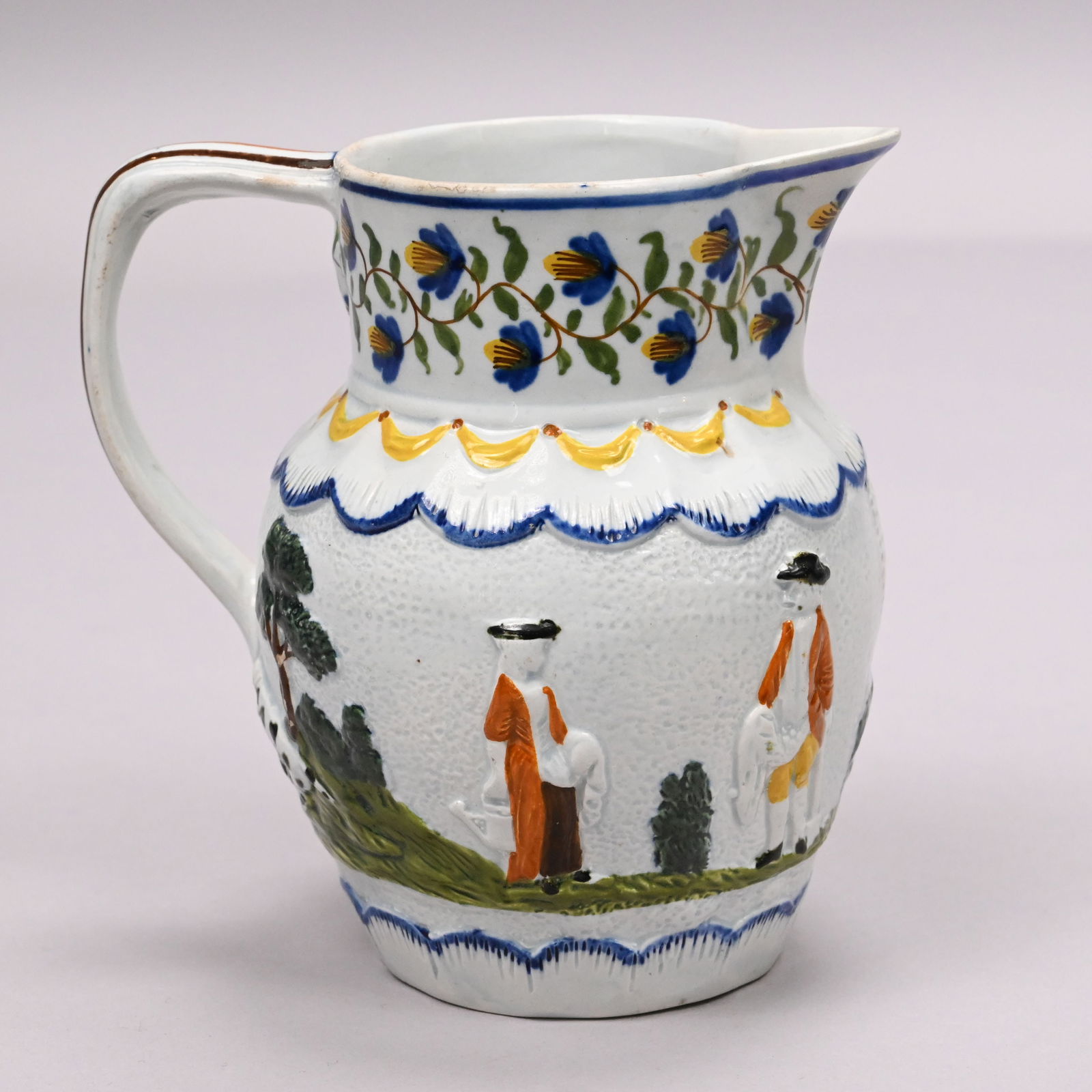 Three English Pearlware Pratt Ware Jugs - 8