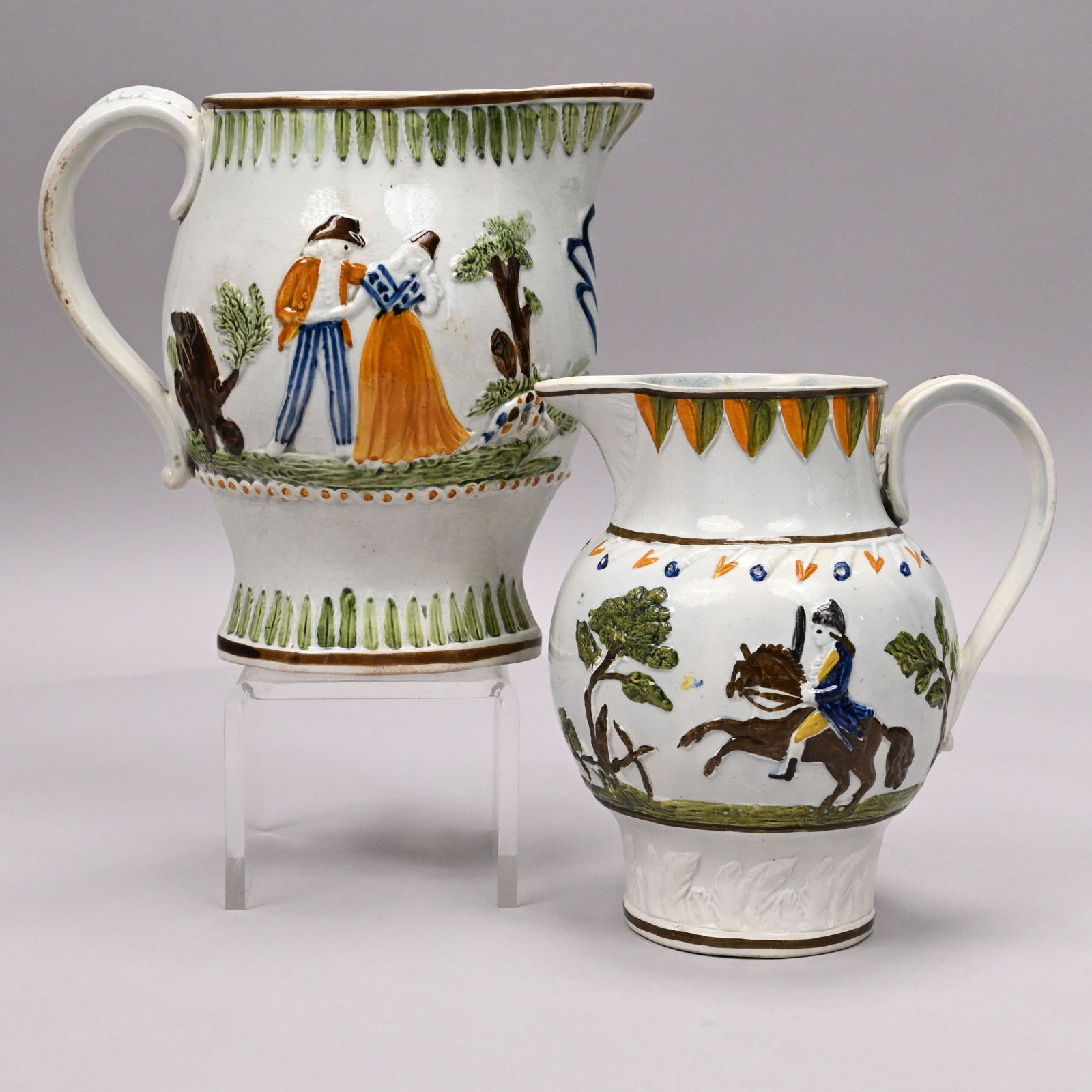 Two English Pearlware Pratt Ware Jugs (1 of 13)
