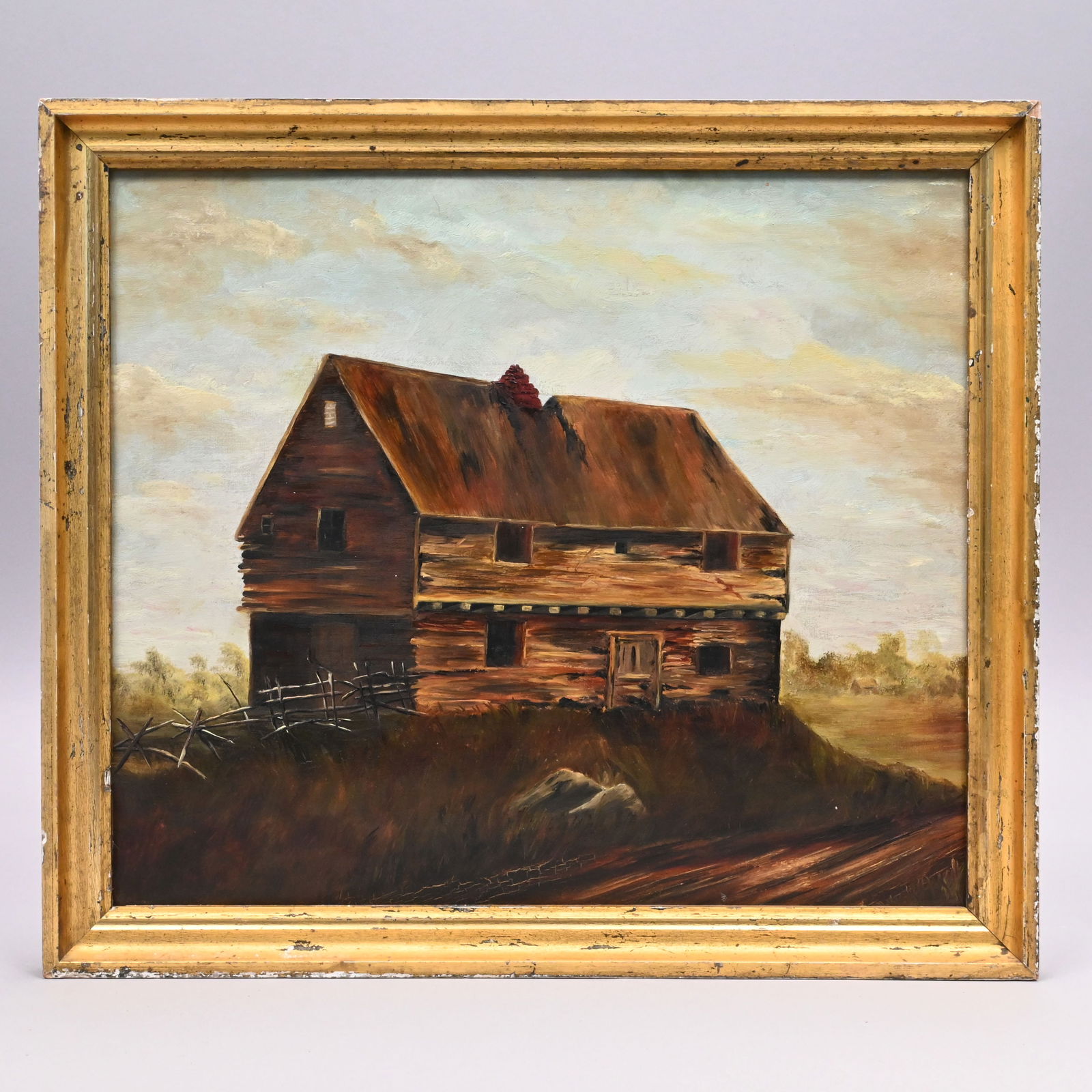 The Smith Garrison House, Newmarket, New Hampshire: The Smith Garrison House, Newmarket, New Hampshire. Oil on canvas, (12 x 14 inches), label on reverse states the picture was painted circa 1875. Frame: H: 13.5 in., W: 15.5 in.Note: The house, one of