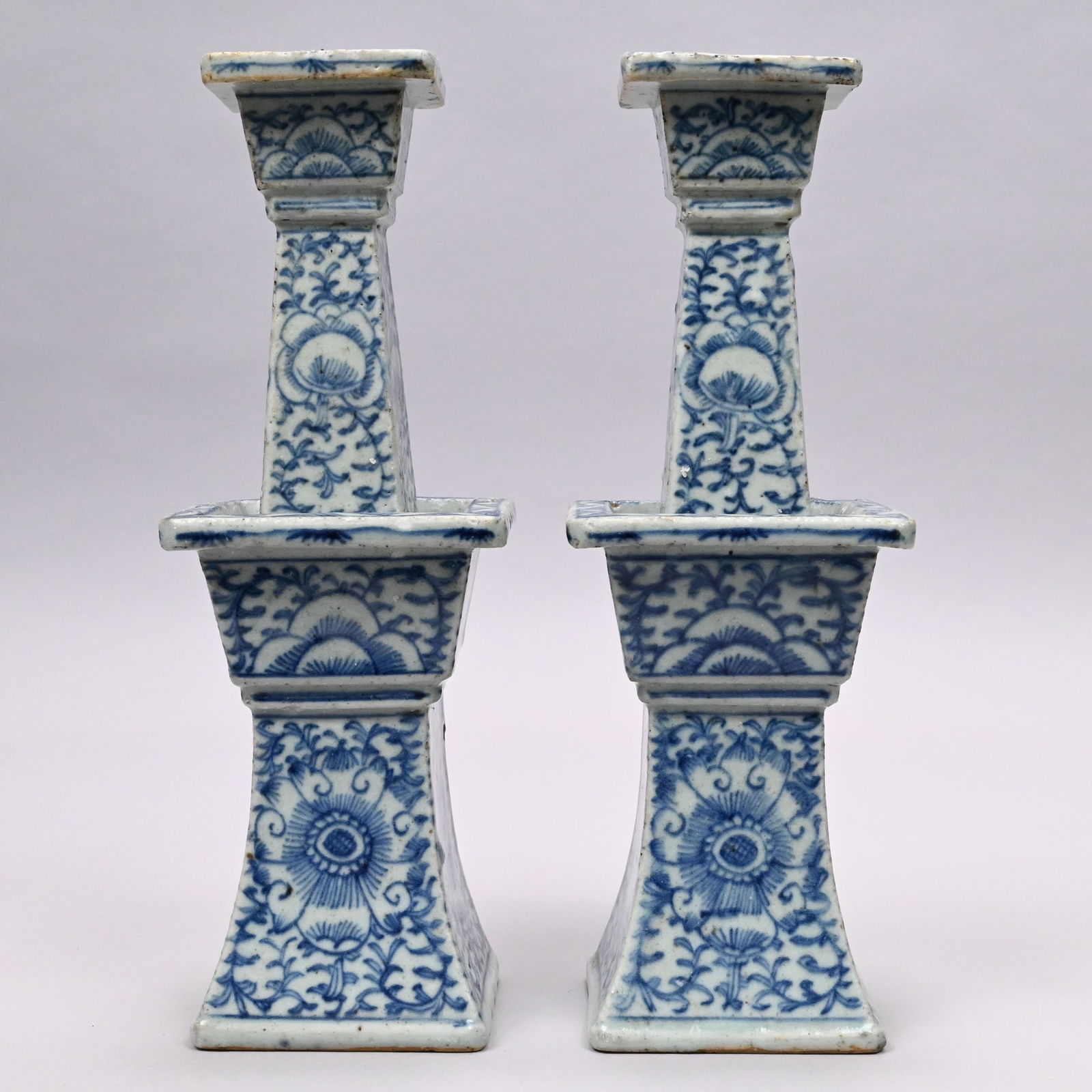 Pair of Chinese Porcelain Pricket Candlesticks (1 of 6)