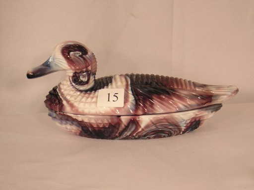 15: Fenton Purple Slag Atterbury Duck -- made for L.G.